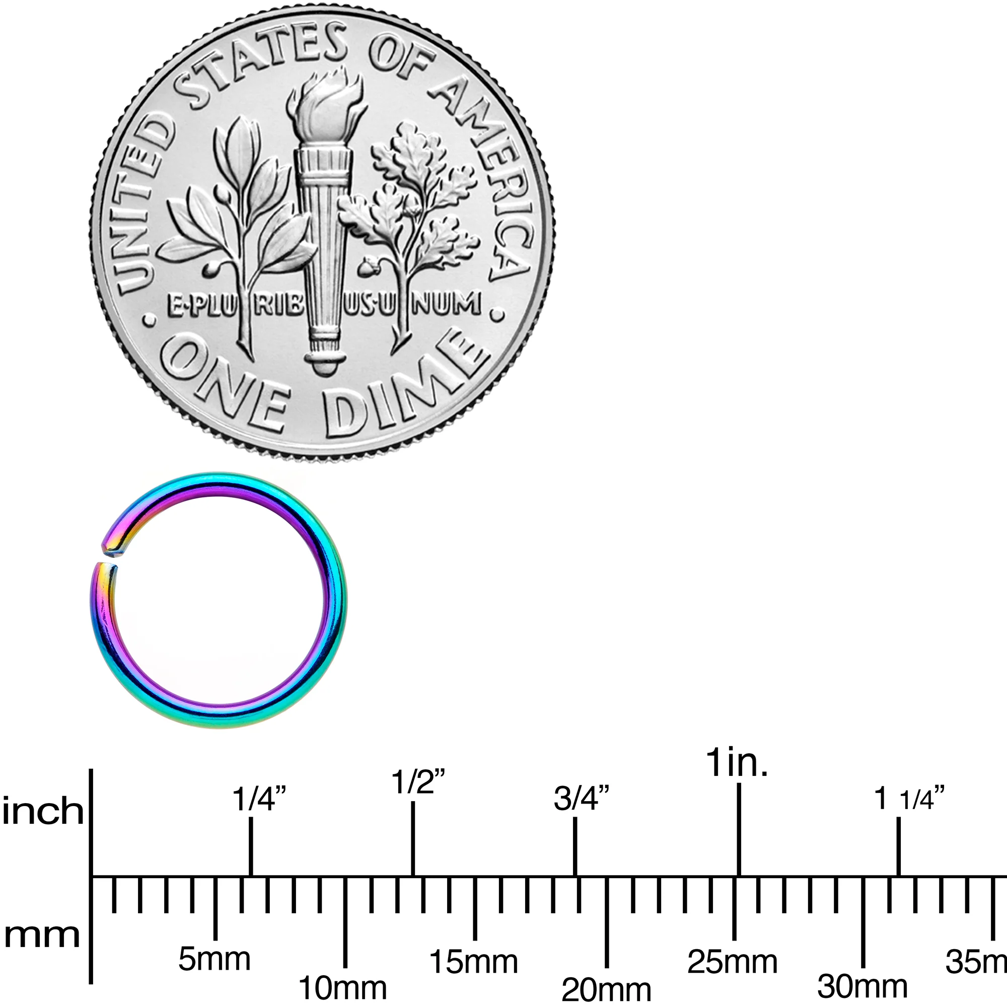 18G 5/16 Rainbow Anodized Seamless Nose Hoop Set of 12 - Image 3