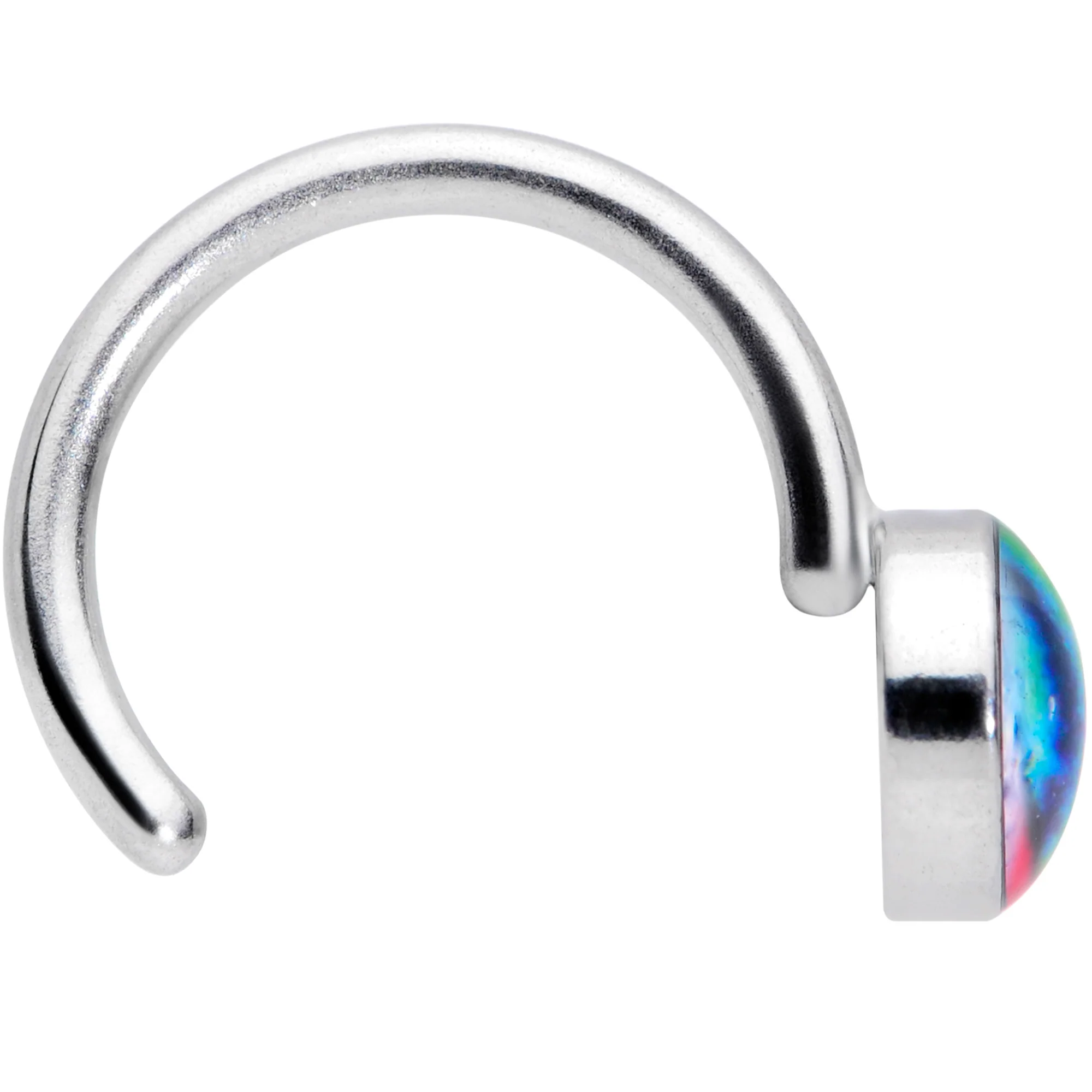 18G 5/16 Rainbow Tie Dye Peace Sign Nose Hoop - Image 3