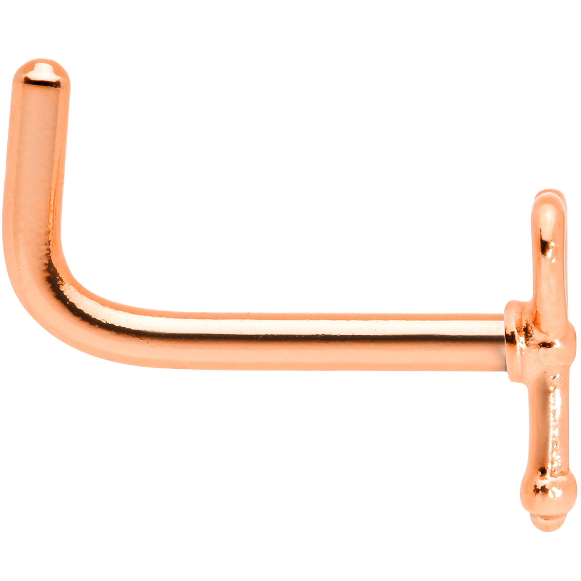 18G 5/16 Rose Gold Tone Key to Your Heart L Shaped Nose Ring - Image 3