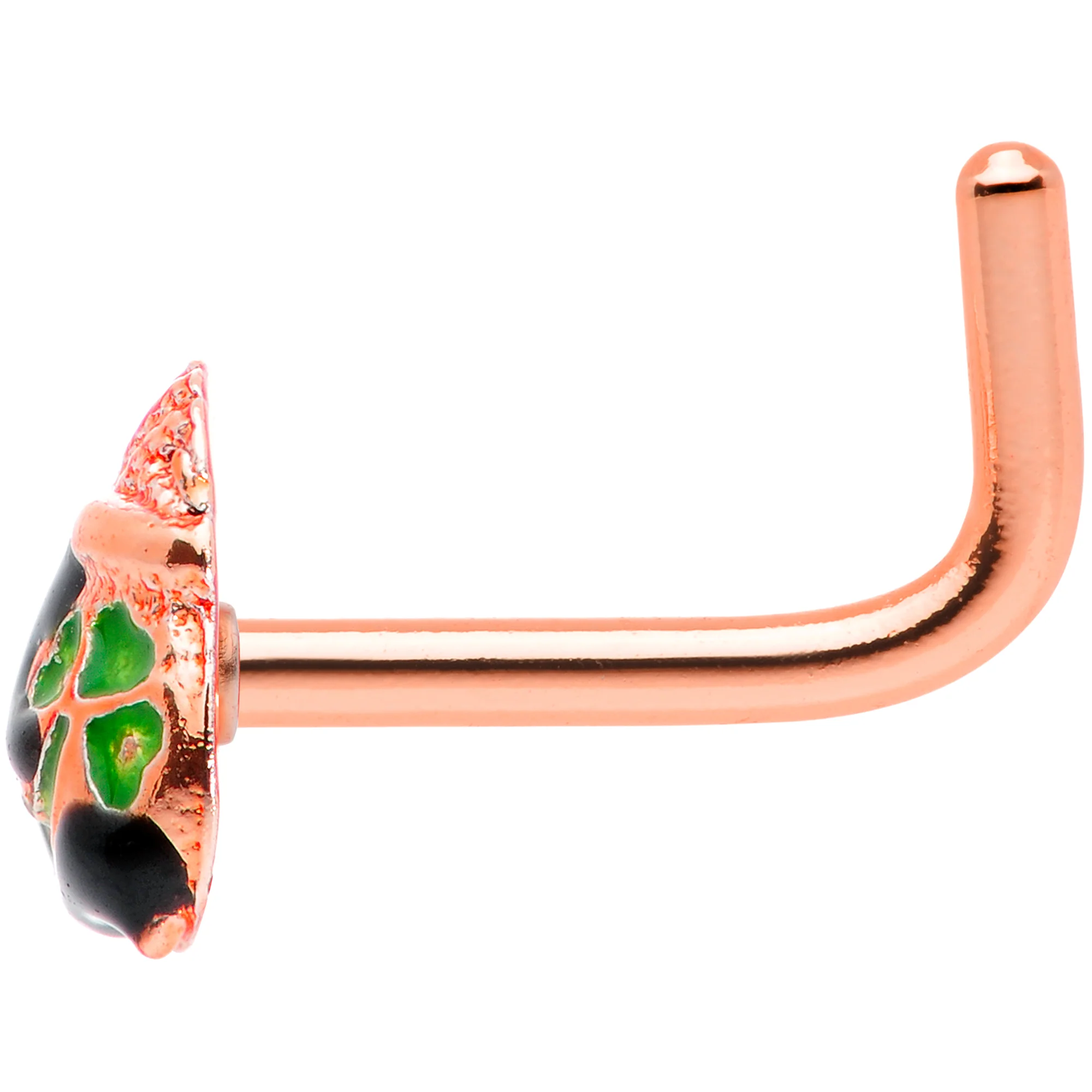 18G 5/16 Rose Gold Tone Pot O Gold L Shaped Nose Ring - Image 3