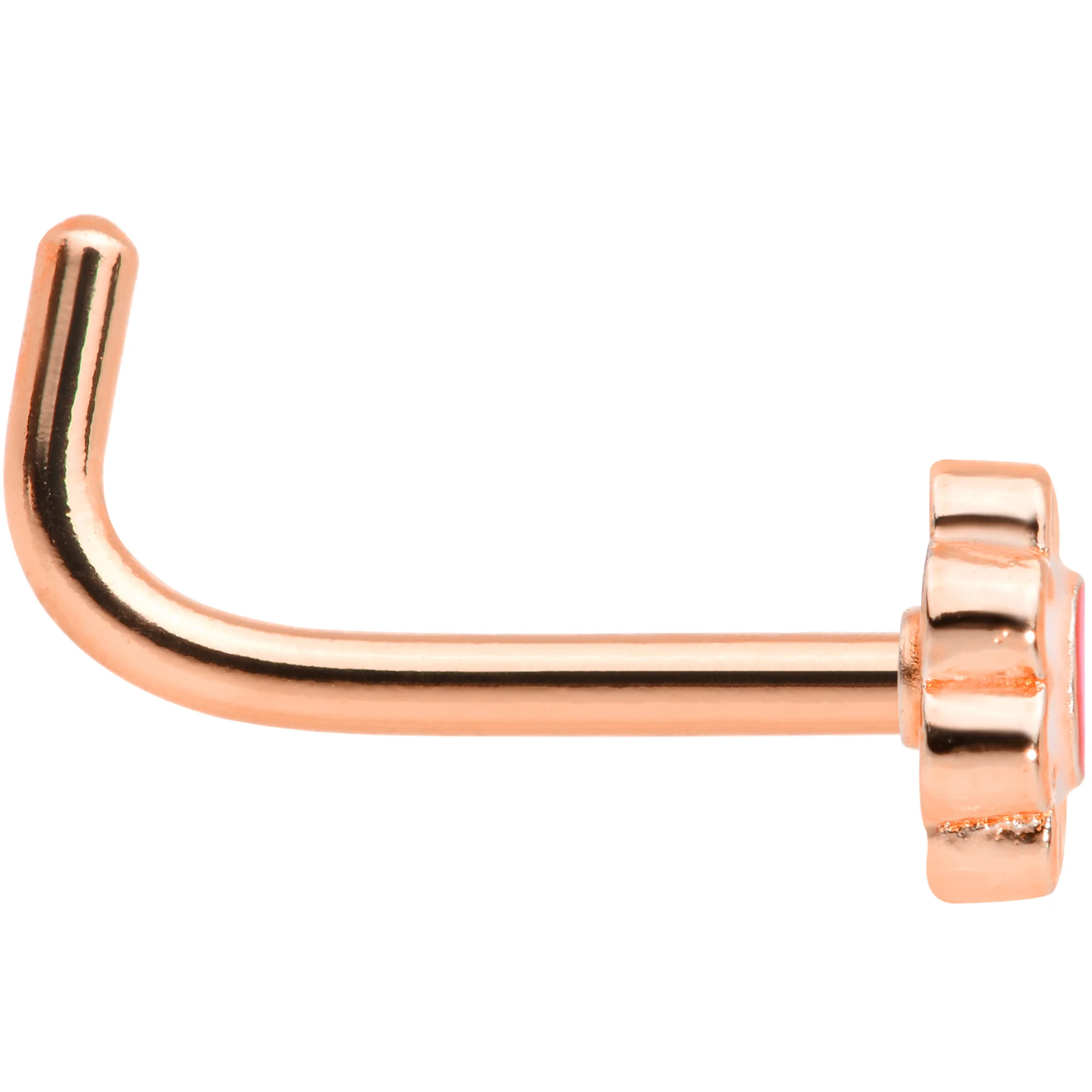 18G 5/16 Rose Gold Tone Spring Flower L Shaped Nose Ring - Image 3