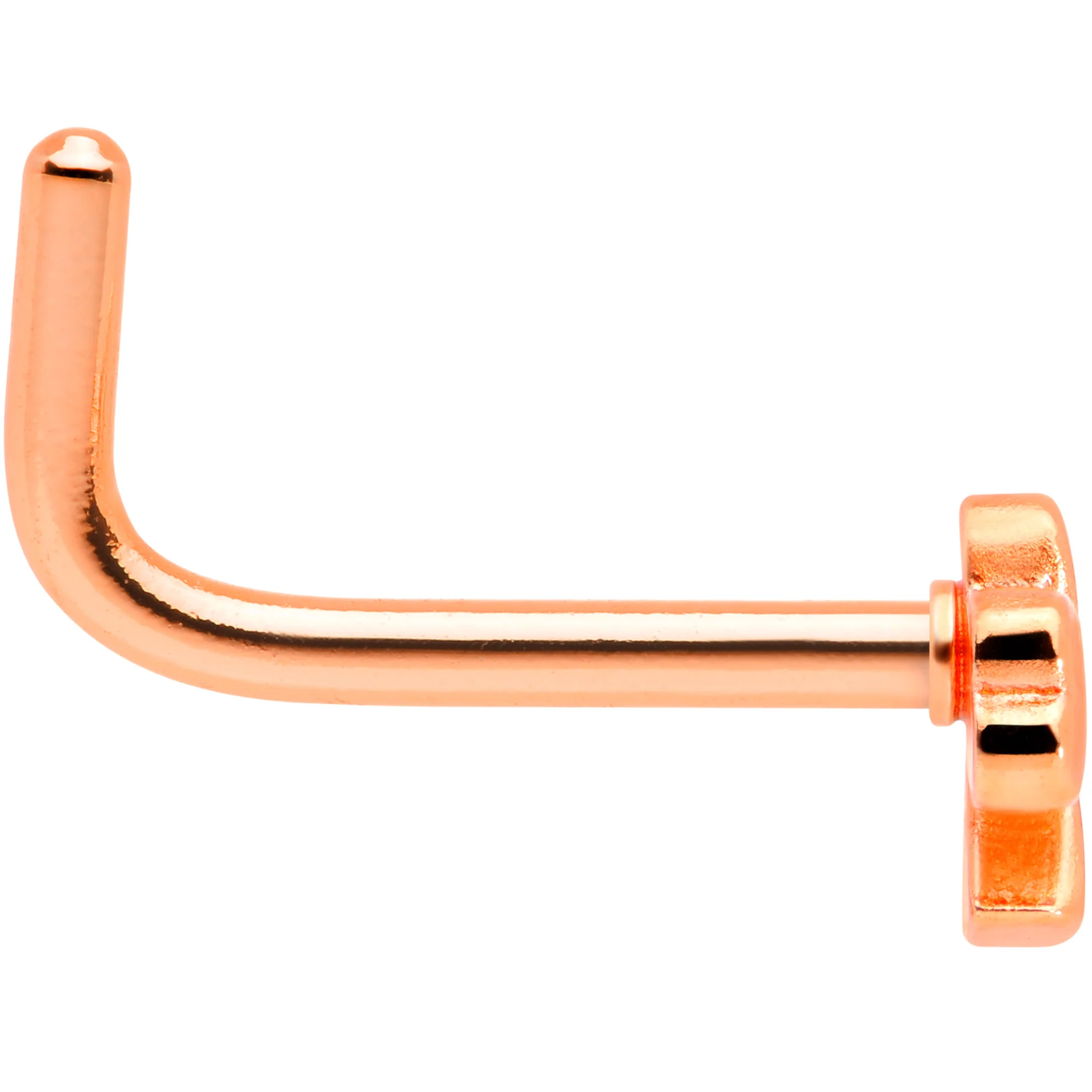 18G 5/16 Rose Gold Tone St Patricks Shamrock L Shaped Nose Ring - Image 3