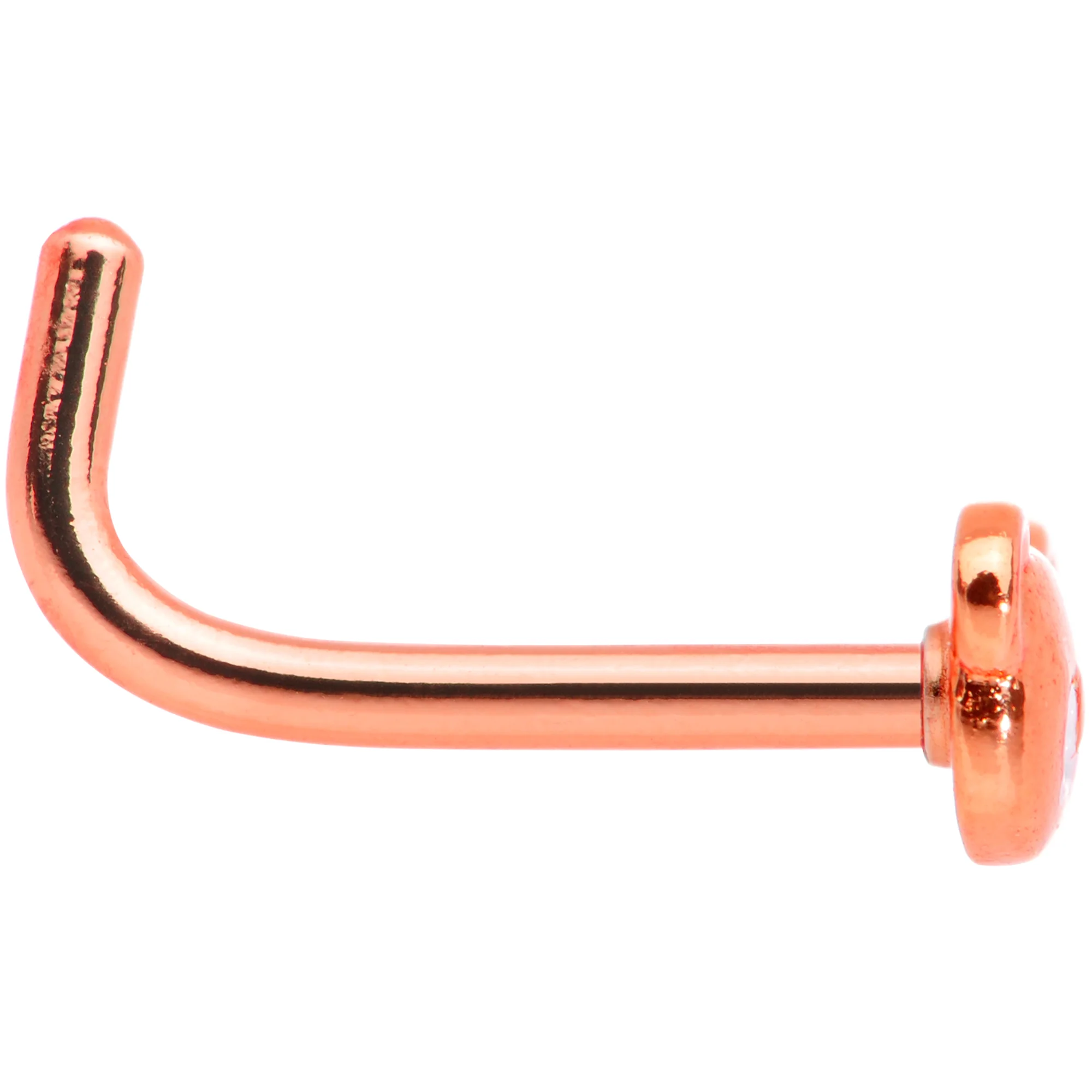 18G 5/16 Rose Gold Tone Tiny Teddy Bear L Shaped Nose Ring - Image 3