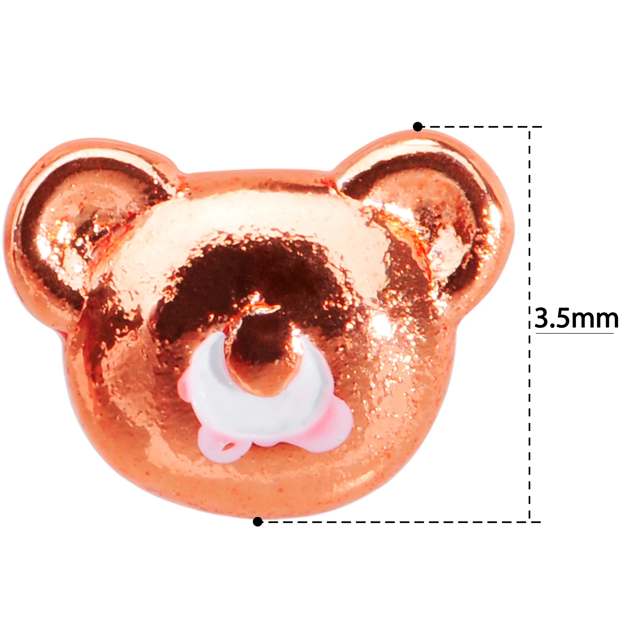 18G 5/16 Rose Gold Tone Tiny Teddy Bear L Shaped Nose Ring - Image 5