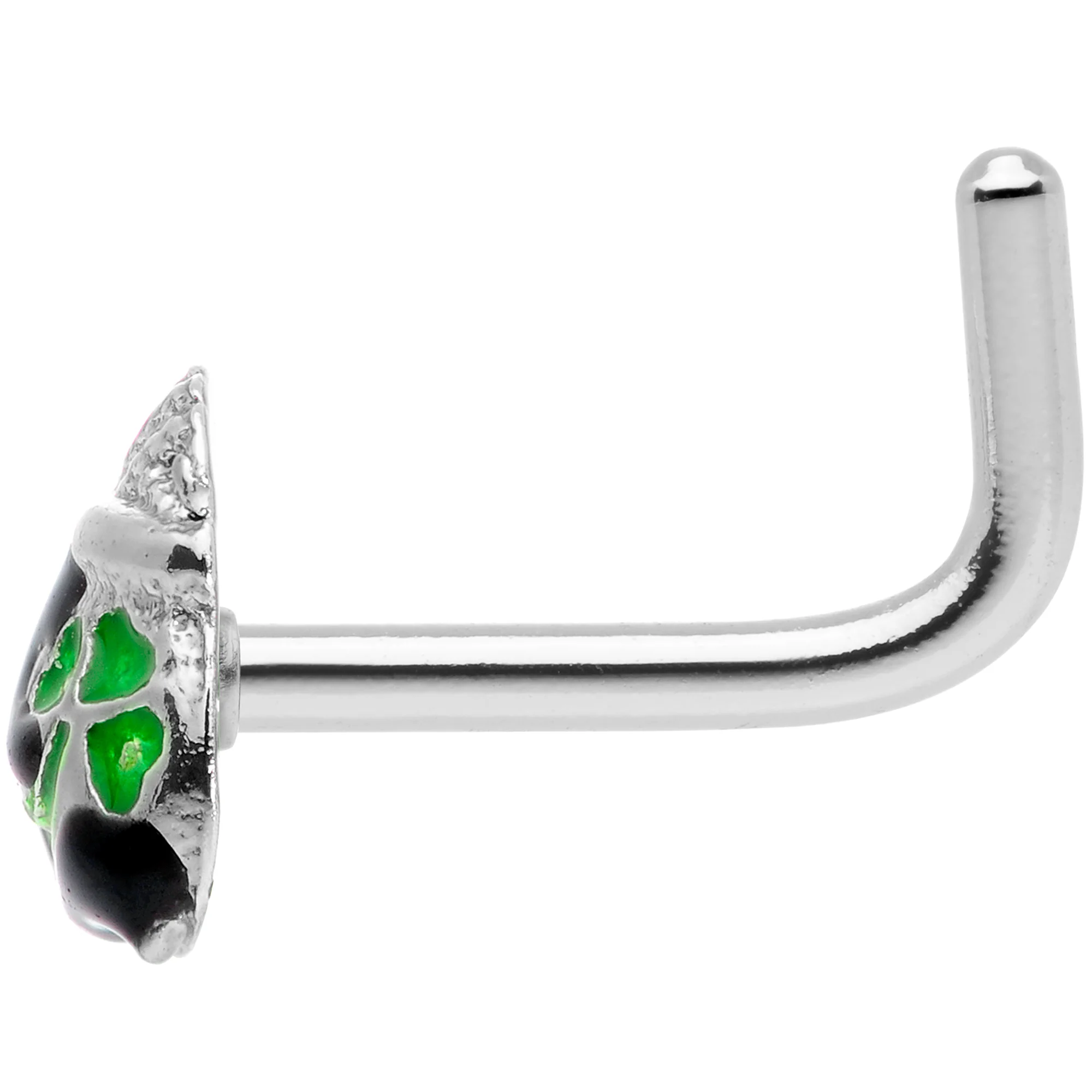 18G 5/16 St Patricks Day Pot O Gold L Shaped Nose Ring - Image 3