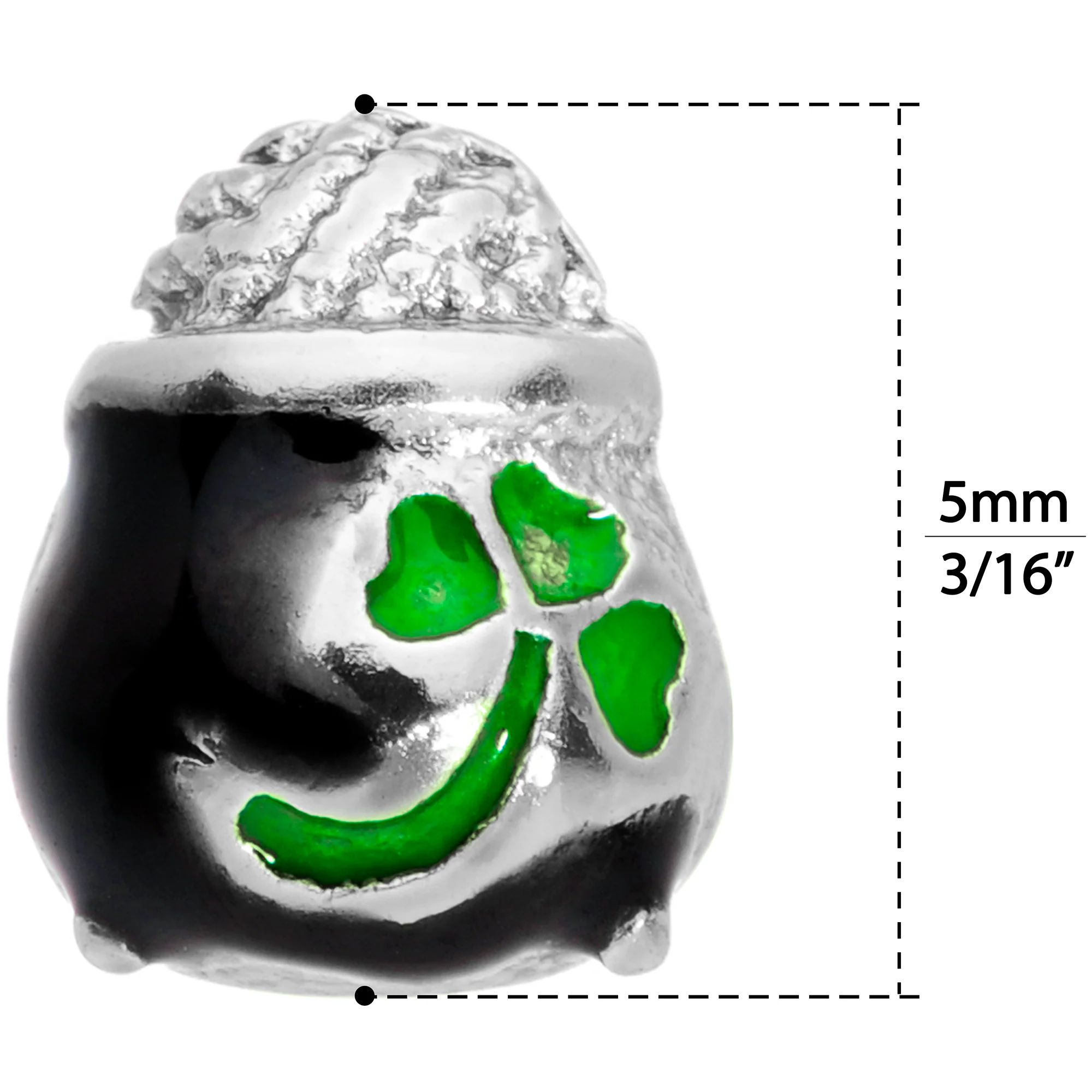 18G 5/16 St Patricks Day Pot O Gold L Shaped Nose Ring - Image 5