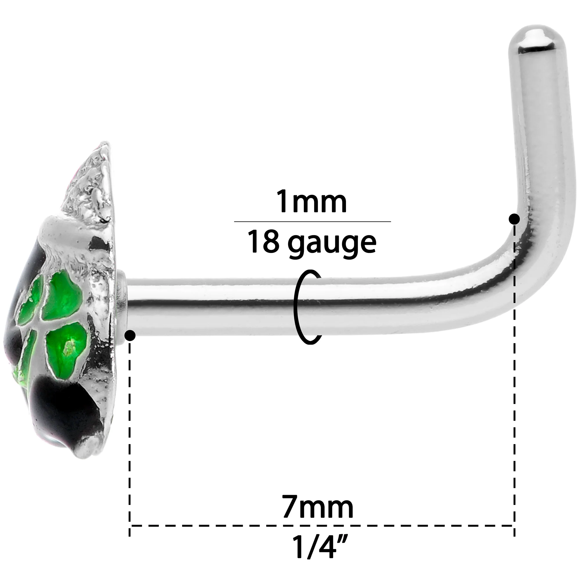 18G 5/16 St Patricks Day Pot O Gold L Shaped Nose Ring - Image 6