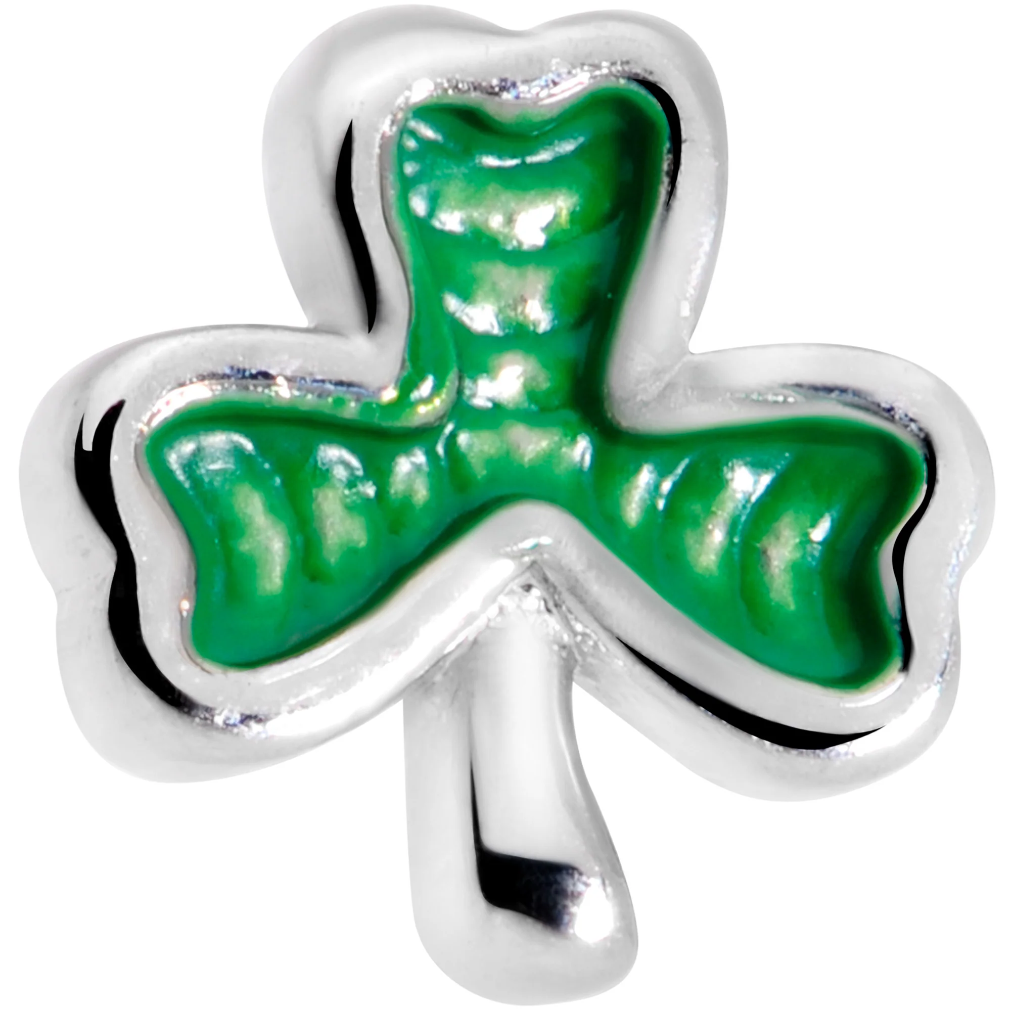 18G 5/16 St Patricks Day Shamrock L Shaped Nose Ring - Image 2