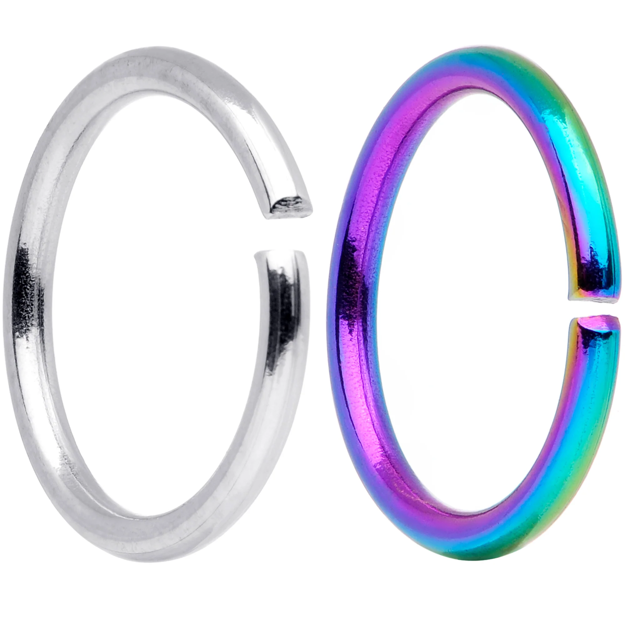 18G 5/16 Steel Rainbow Anodized Seamless Circular Ring Set of 12 - Image 2