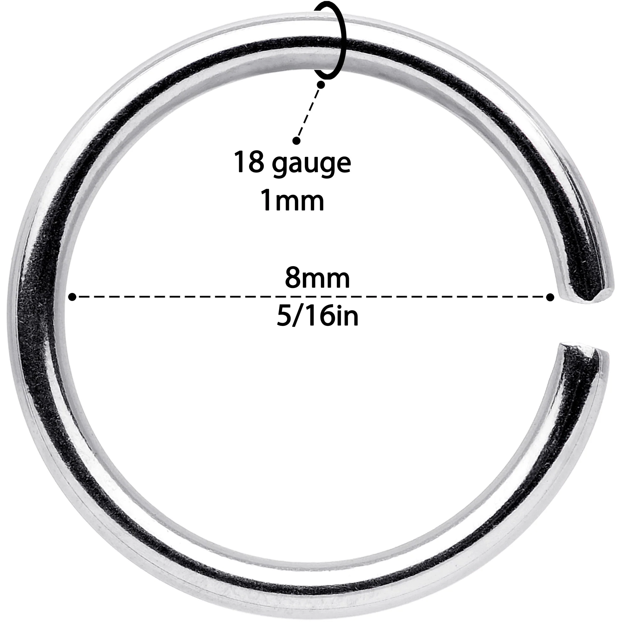 18G 5/16 Steel Rose Gold Tone Anodized Seamless Circular Ring Set of 12 - Image 4