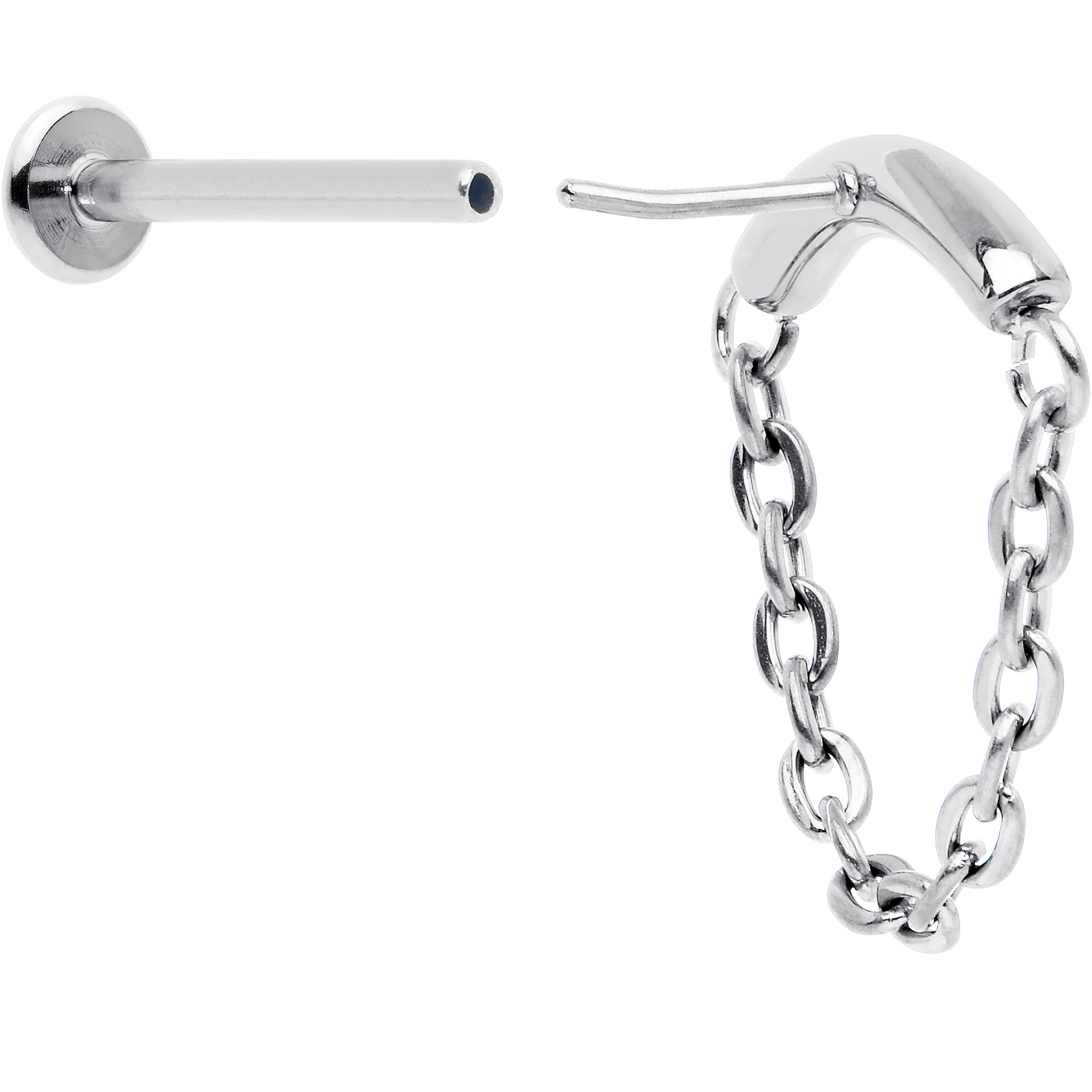 18G 5/16 Titanium Threadless Chain Dangle Hidden Helix Earring - Image 5