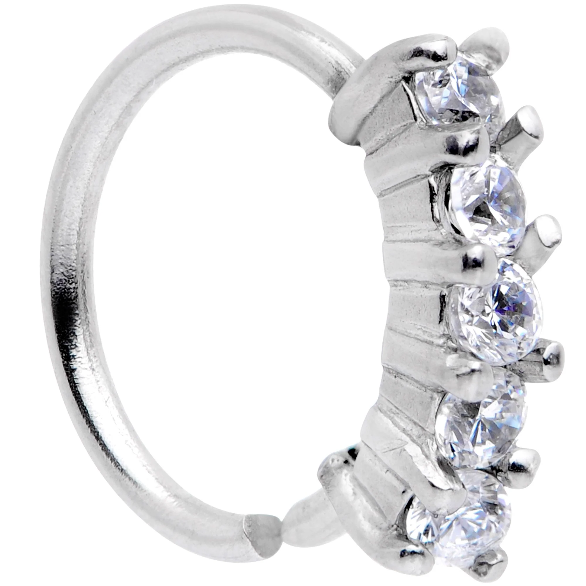 18G 5/16 Clear CZ Gem Crowning Glory Seamless Circular Ring - Image 2
