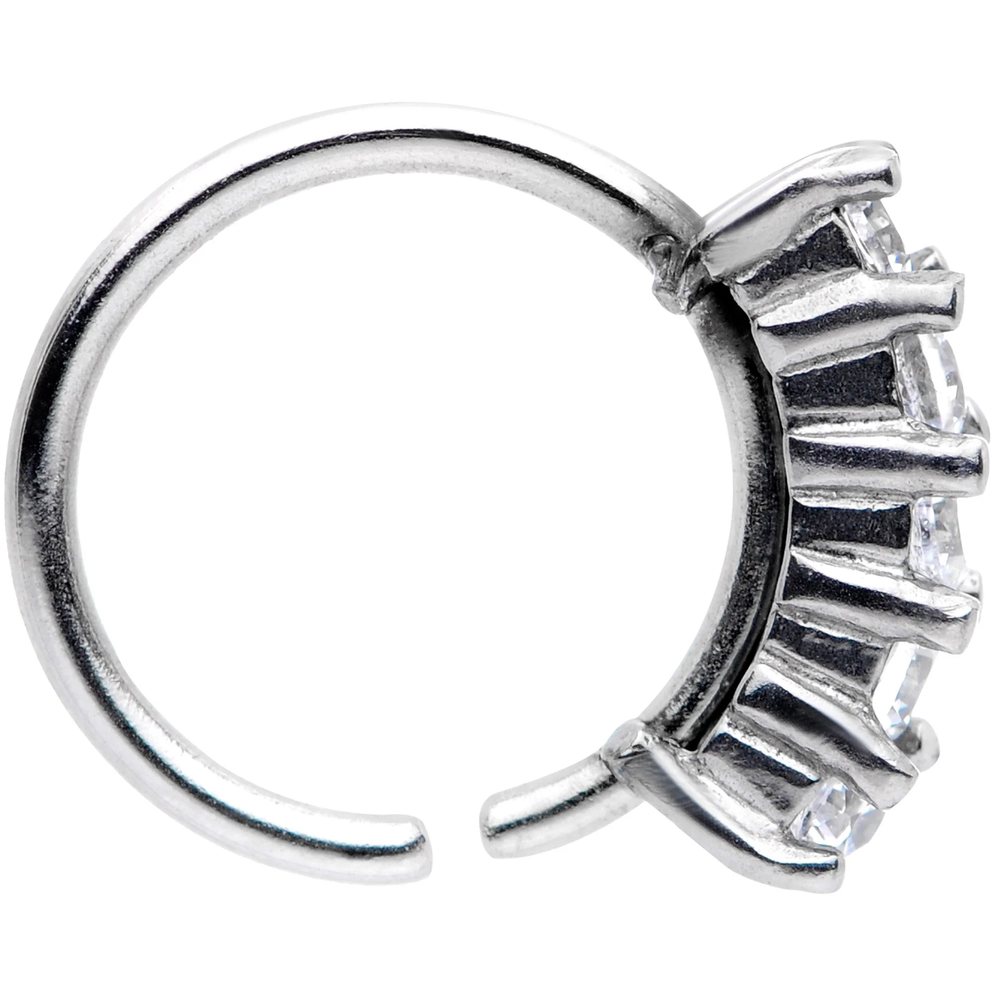 18G 5/16 Clear CZ Gem Crowning Glory Seamless Circular Ring - Image 3