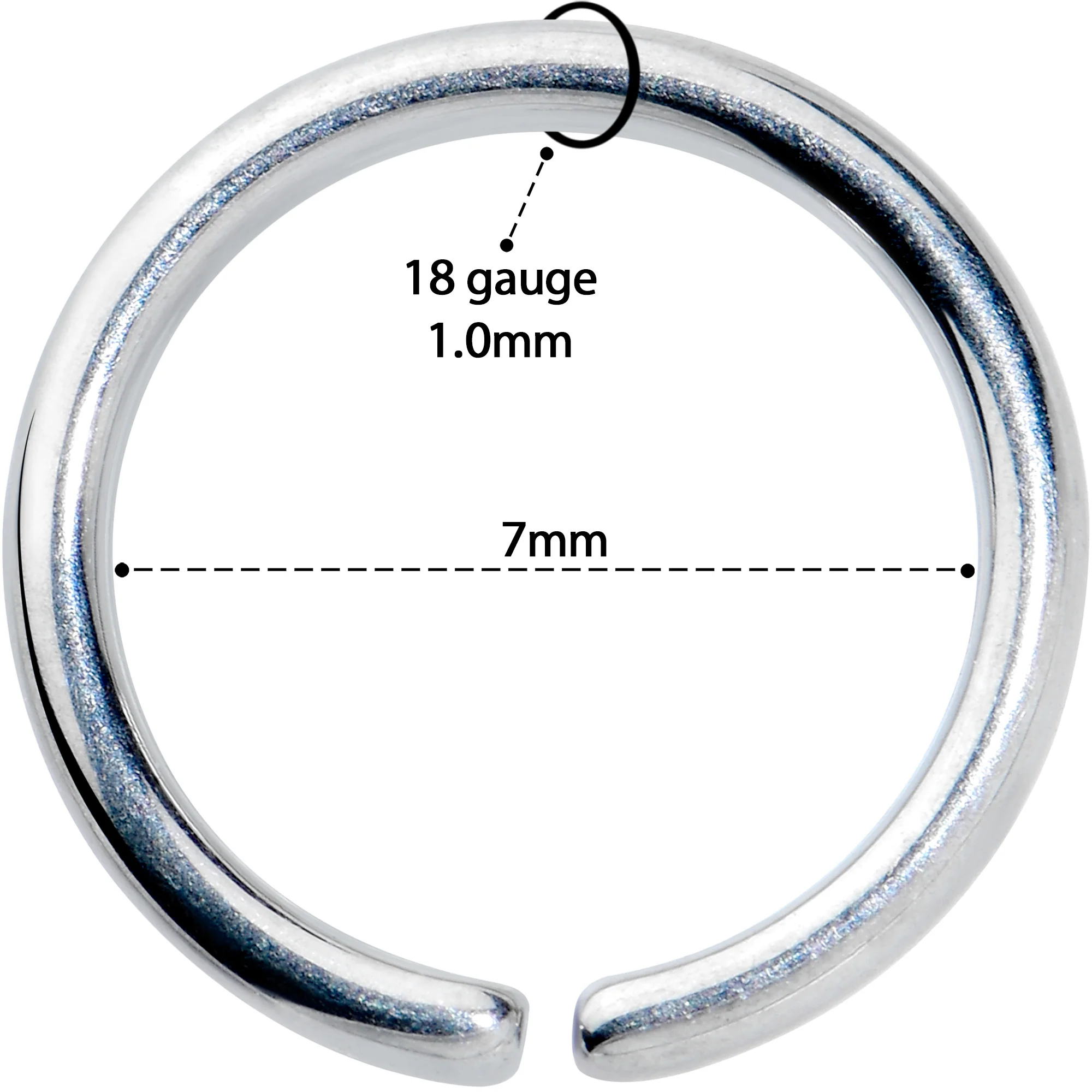 18G 7mm Grade 23 Titanium Bendable Hoop Ring - Image 3