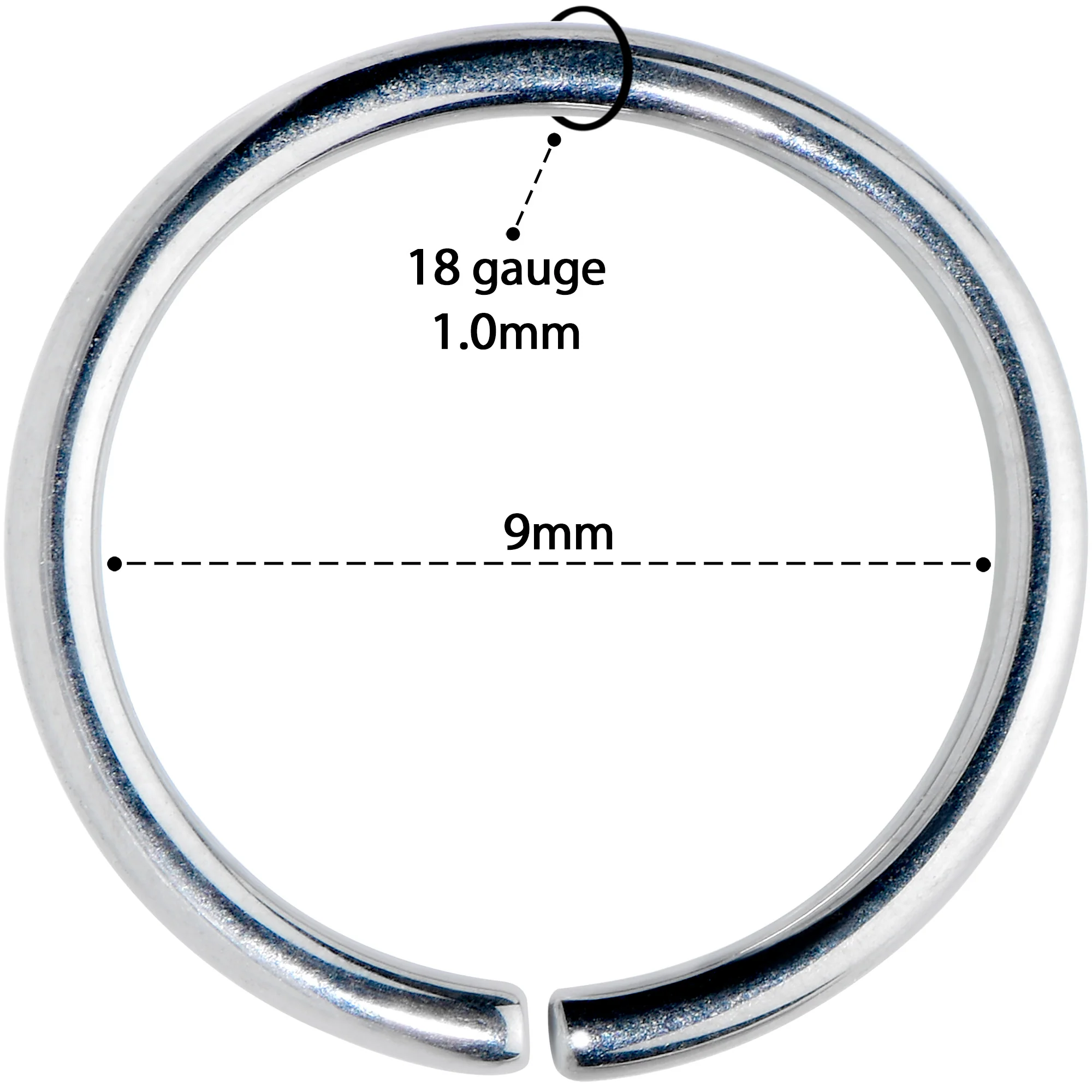 18G 9mm Grade 23 Titanium Bendable Hoop Ring - Image 3