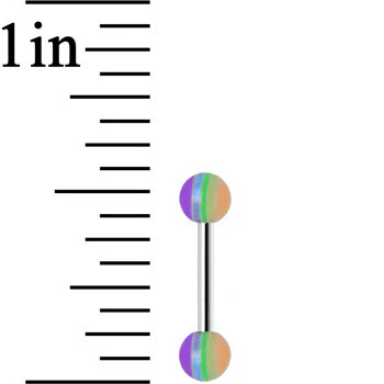 18G Acrylic Faded Rainbow Stripe Straight Barbell Eyebrow Ring - Image 2