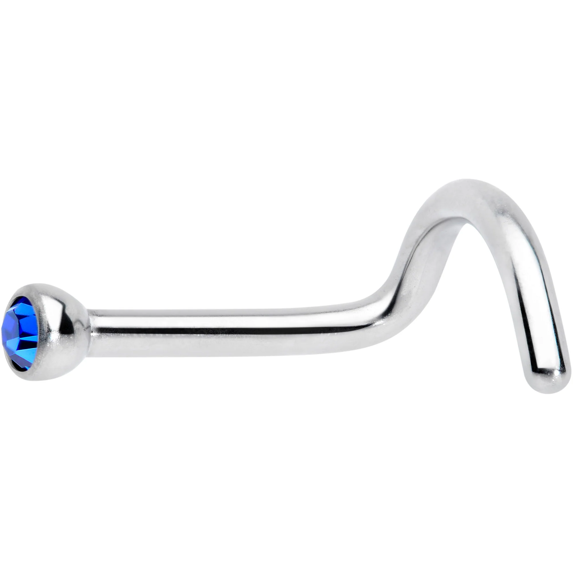 18G Blue 2mm Grade 23 Titanium Press Fit Left Nose Ring Screw - Image 2