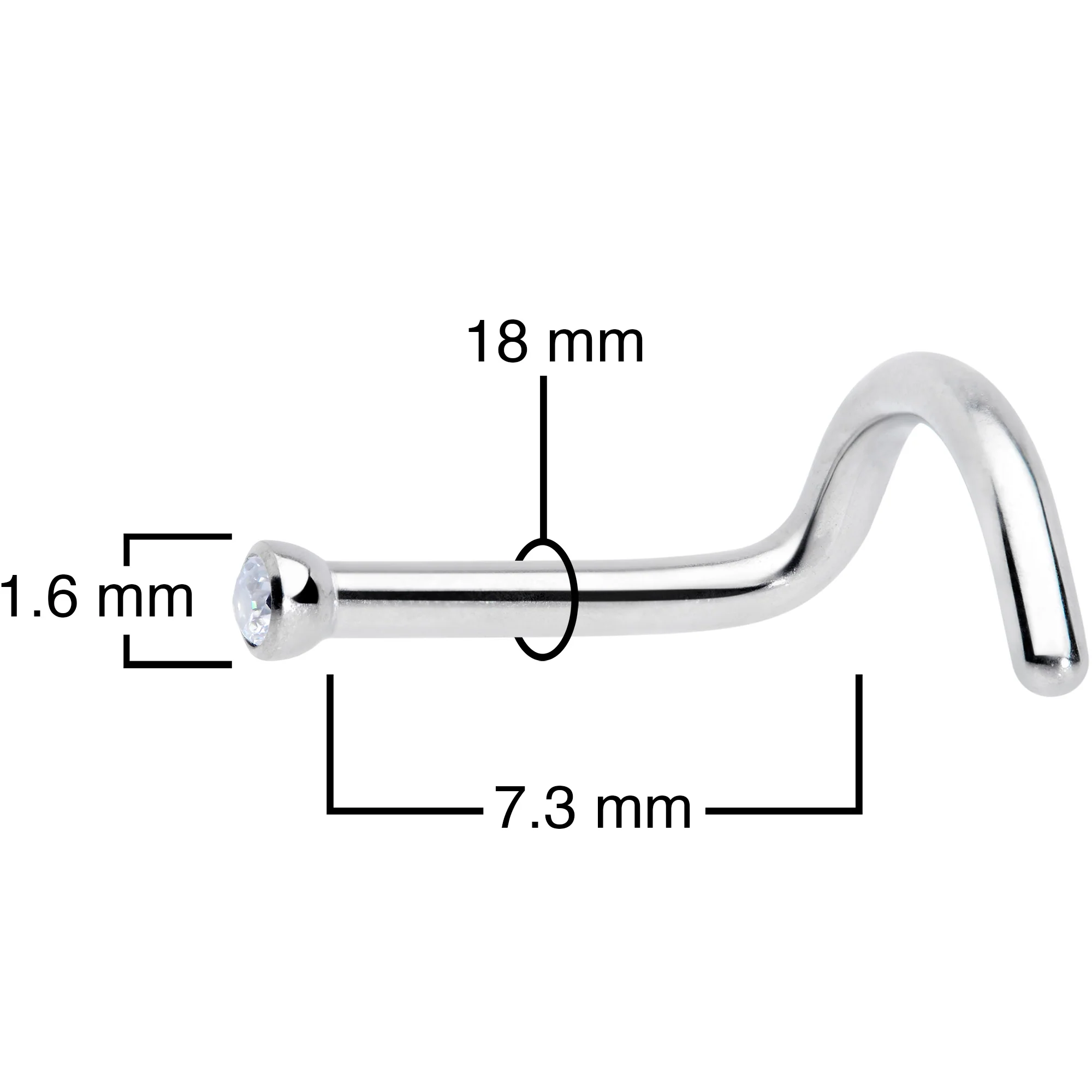 18G Clear 1.5mm Grade 23 Titanium Press Fit Left Side Nose Screw - Image 4