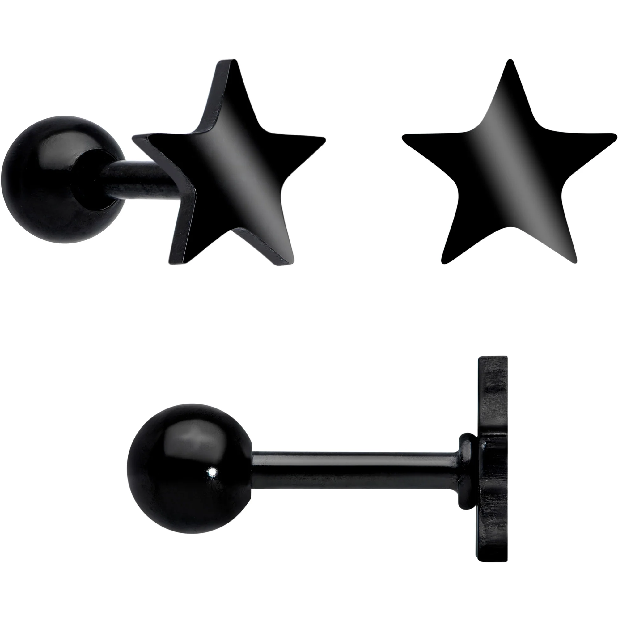 18G Clear CZ Gem Black Heart Cartilage Tragus Set of 8 - Image 3