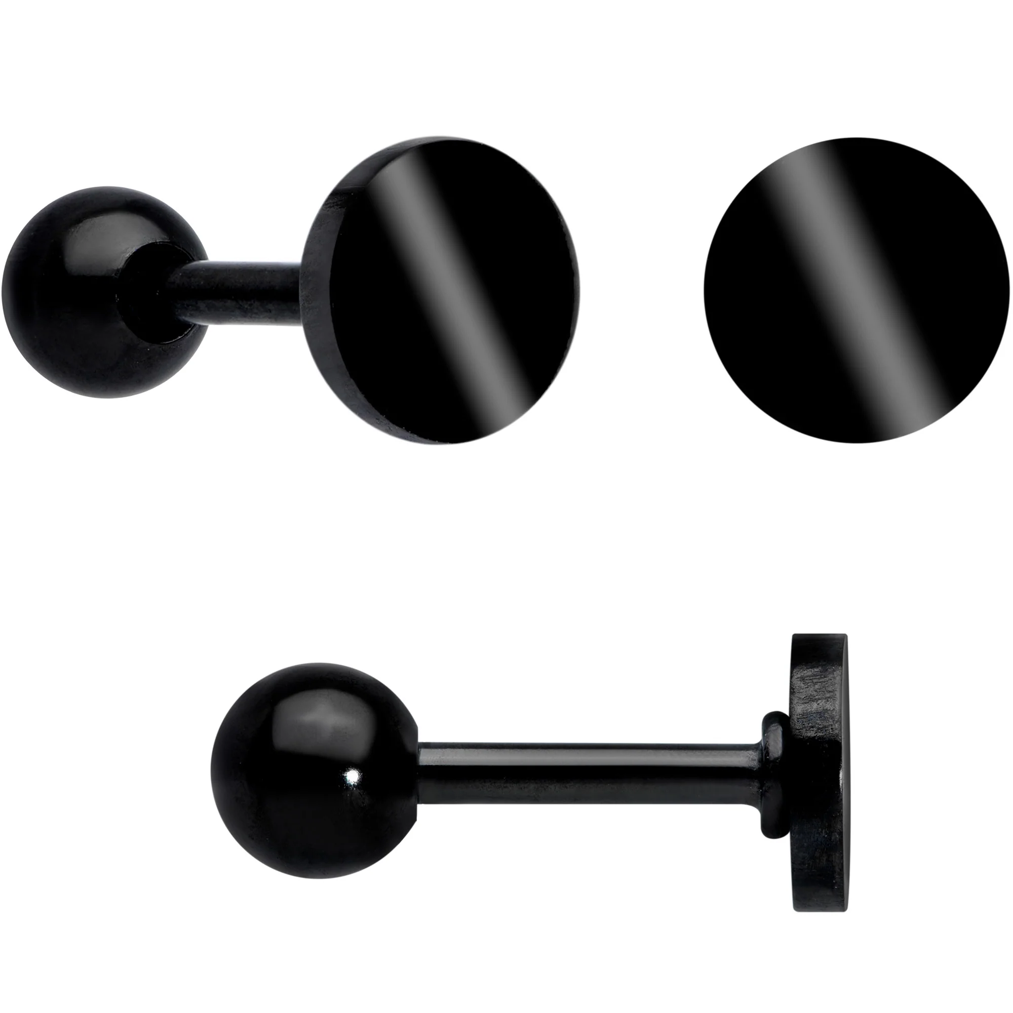 18G Clear CZ Gem Black Heart Cartilage Tragus Set of 8 - Image 4