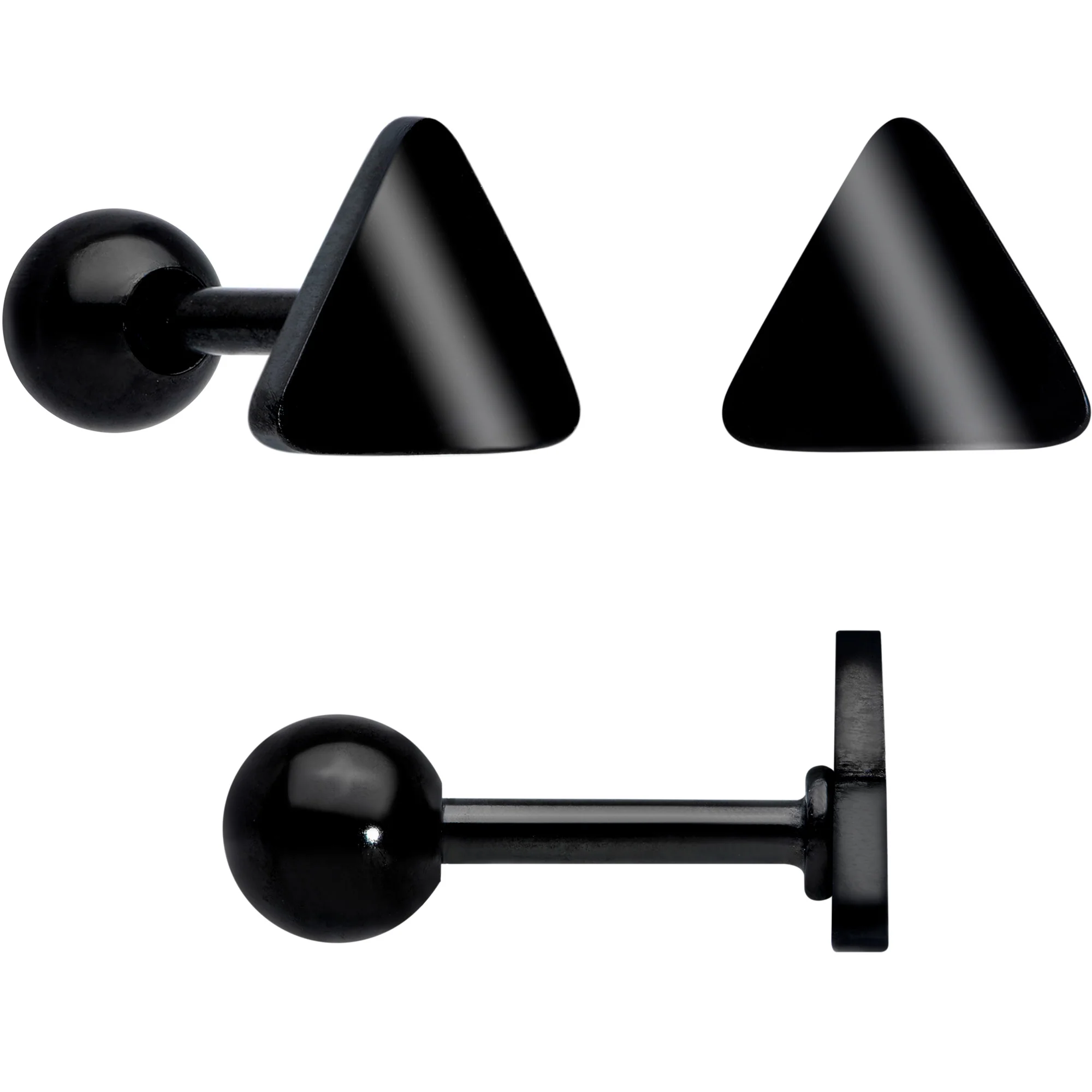 18G Clear CZ Gem Black Heart Cartilage Tragus Set of 8 - Image 5