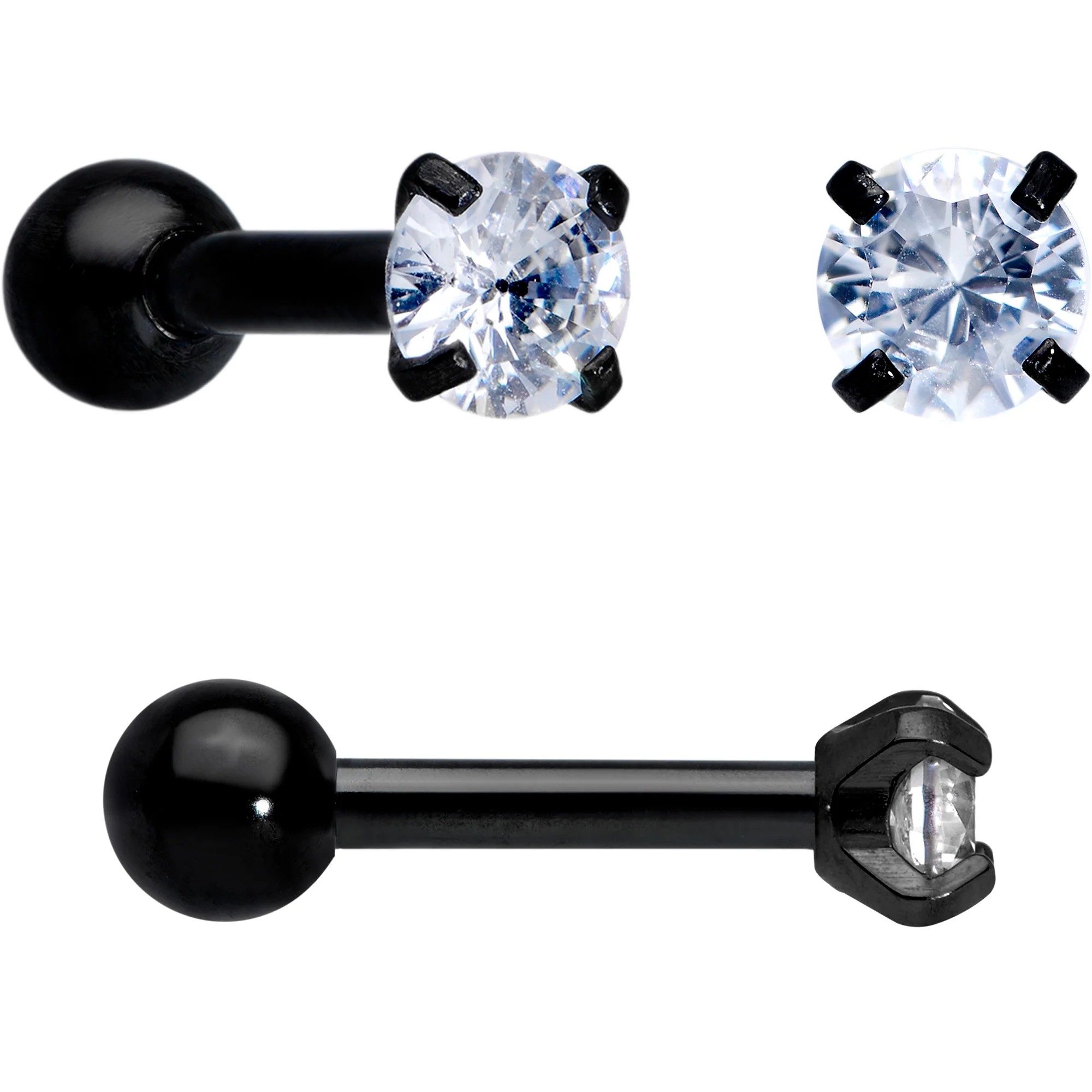18G Clear CZ Gem Black Heart Cartilage Tragus Set of 8 - Image 7