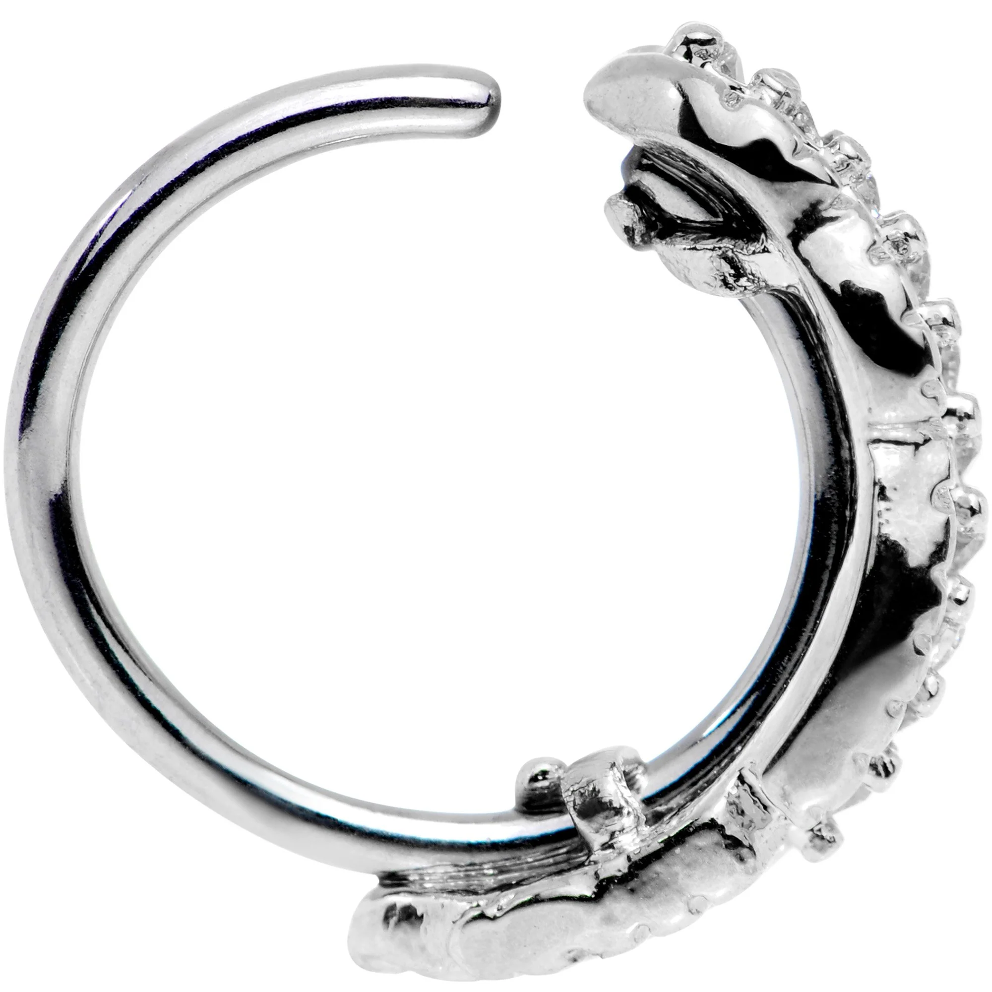 18G Clear CZ Gem Feather Seamless Circular Ring - Image 3