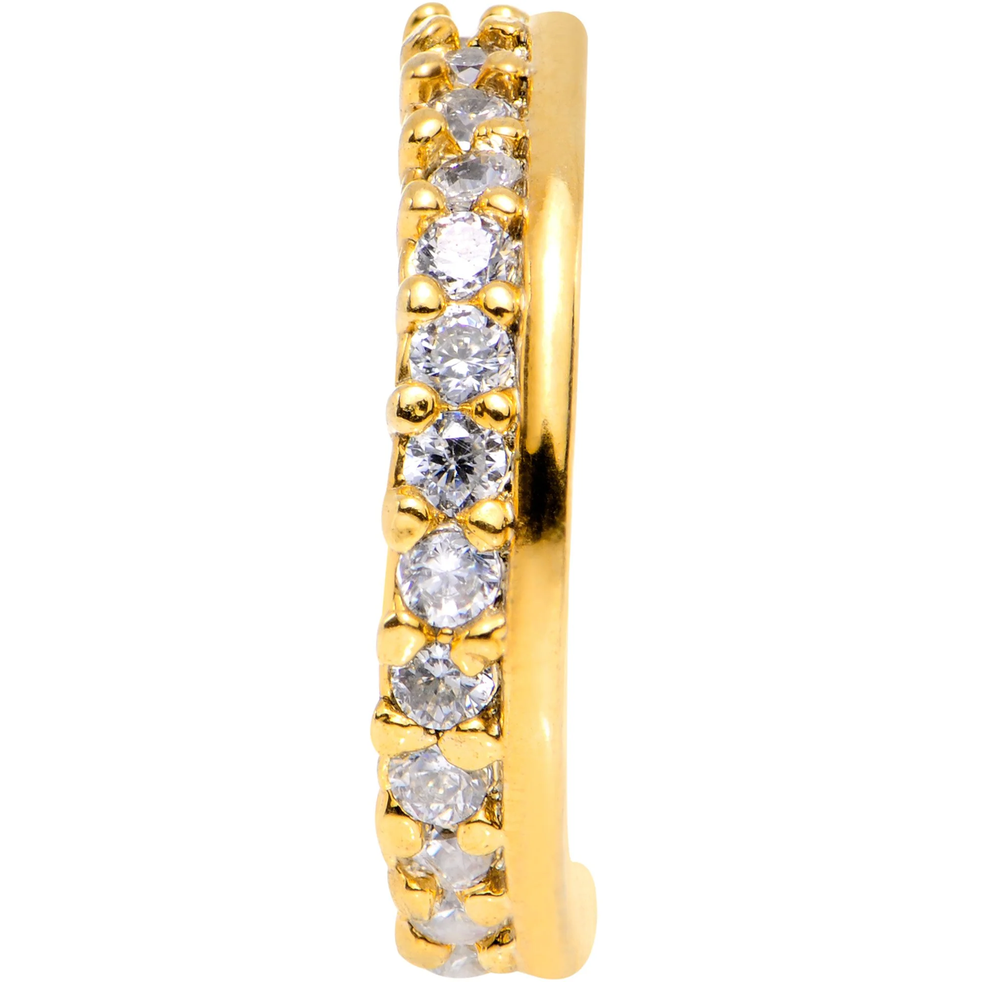 18G Clear CZ Gem Gold Tone Sleek Seamless Circular Ring - Image 2