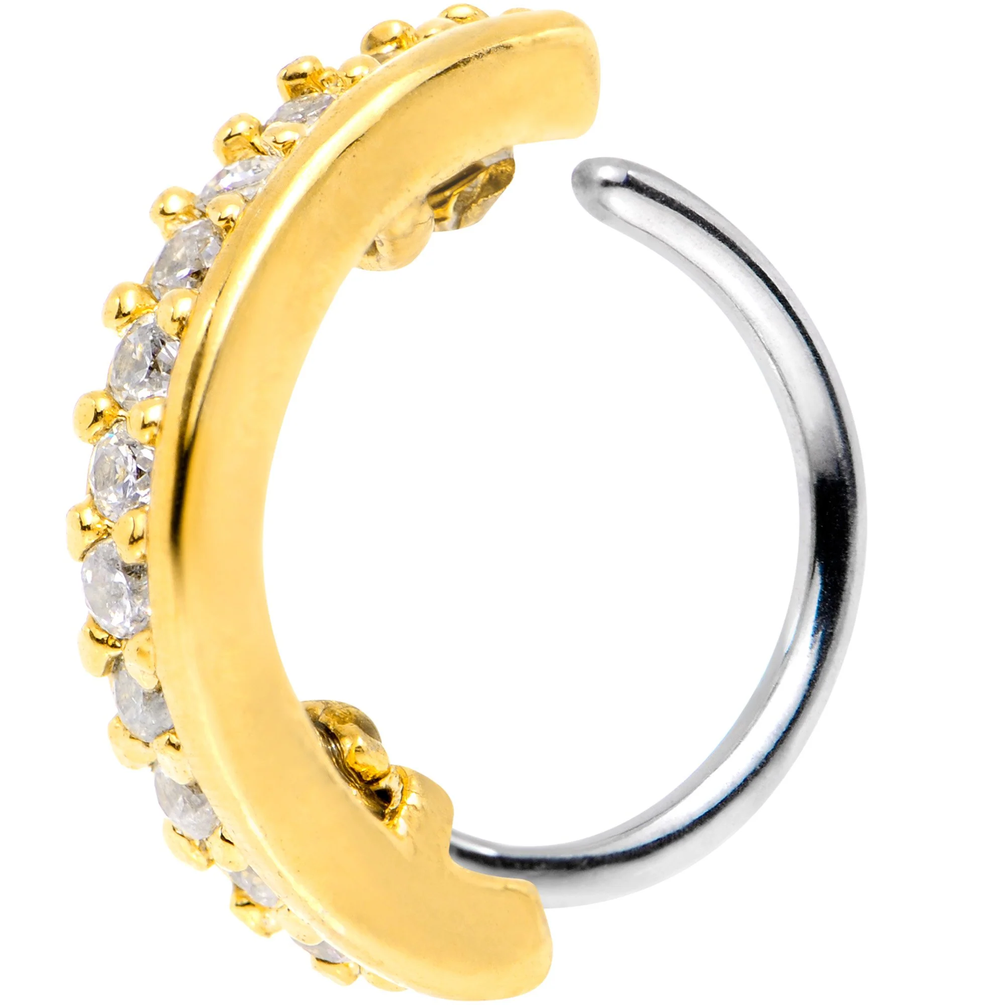18G Clear CZ Gem Gold Tone Sleek Seamless Circular Ring - Image 3