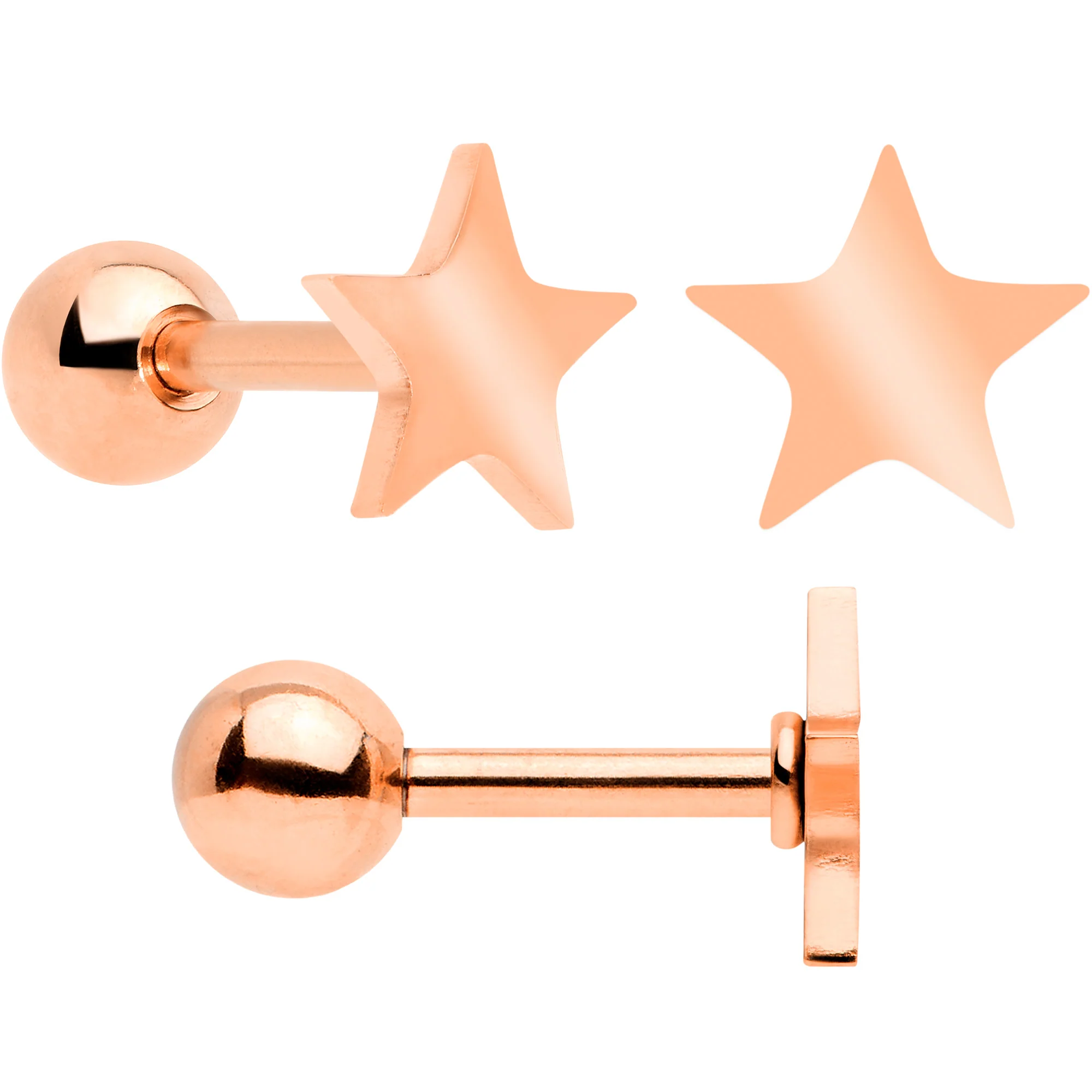 18G Clear CZ Gem Rose Gold Tone Heart Cartilage Tragus Set of 8 - Image 6