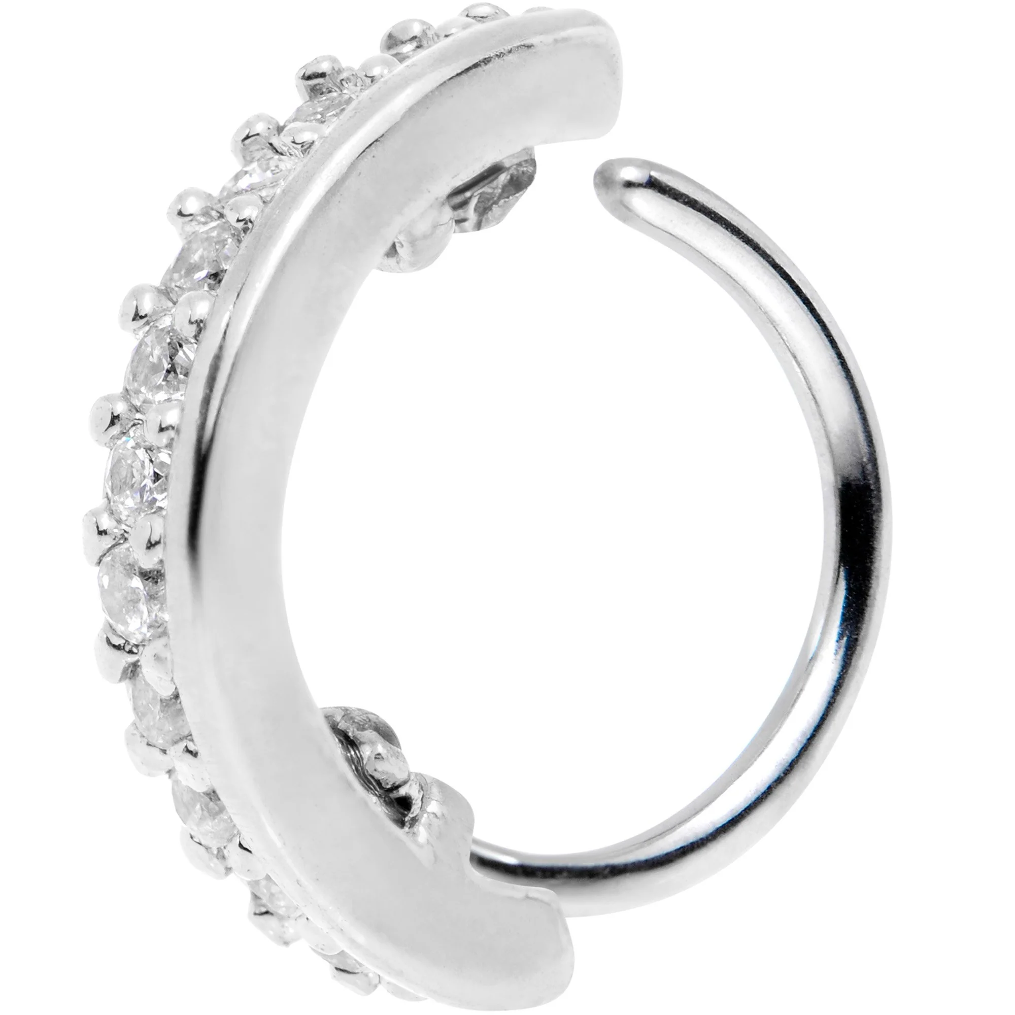 18G Clear CZ Gem Sleek Seamless Circular Ring - Image 3