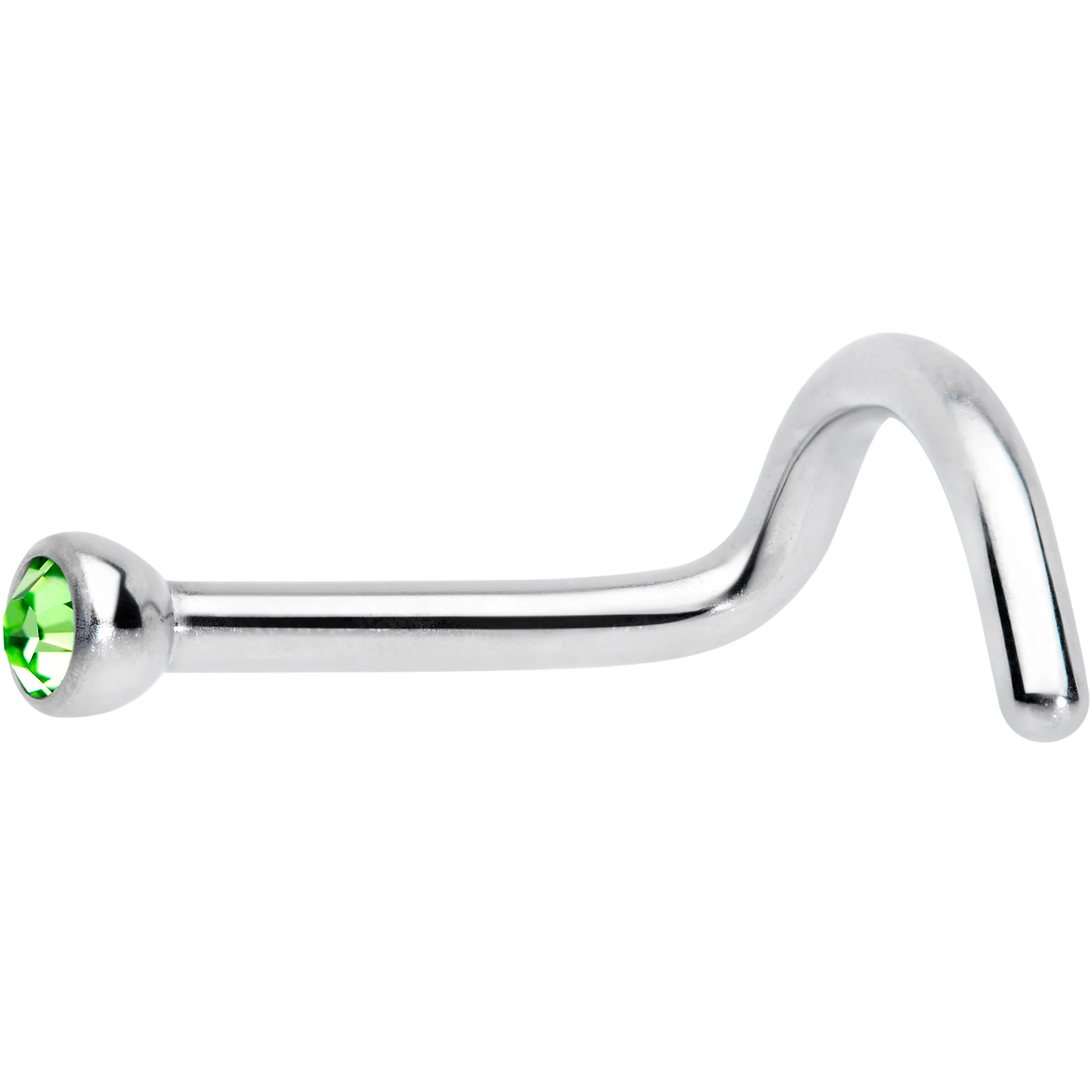 18G Green 2mm Grade 23 Titanium Press Fit Left Nose Ring Screw - Image 2