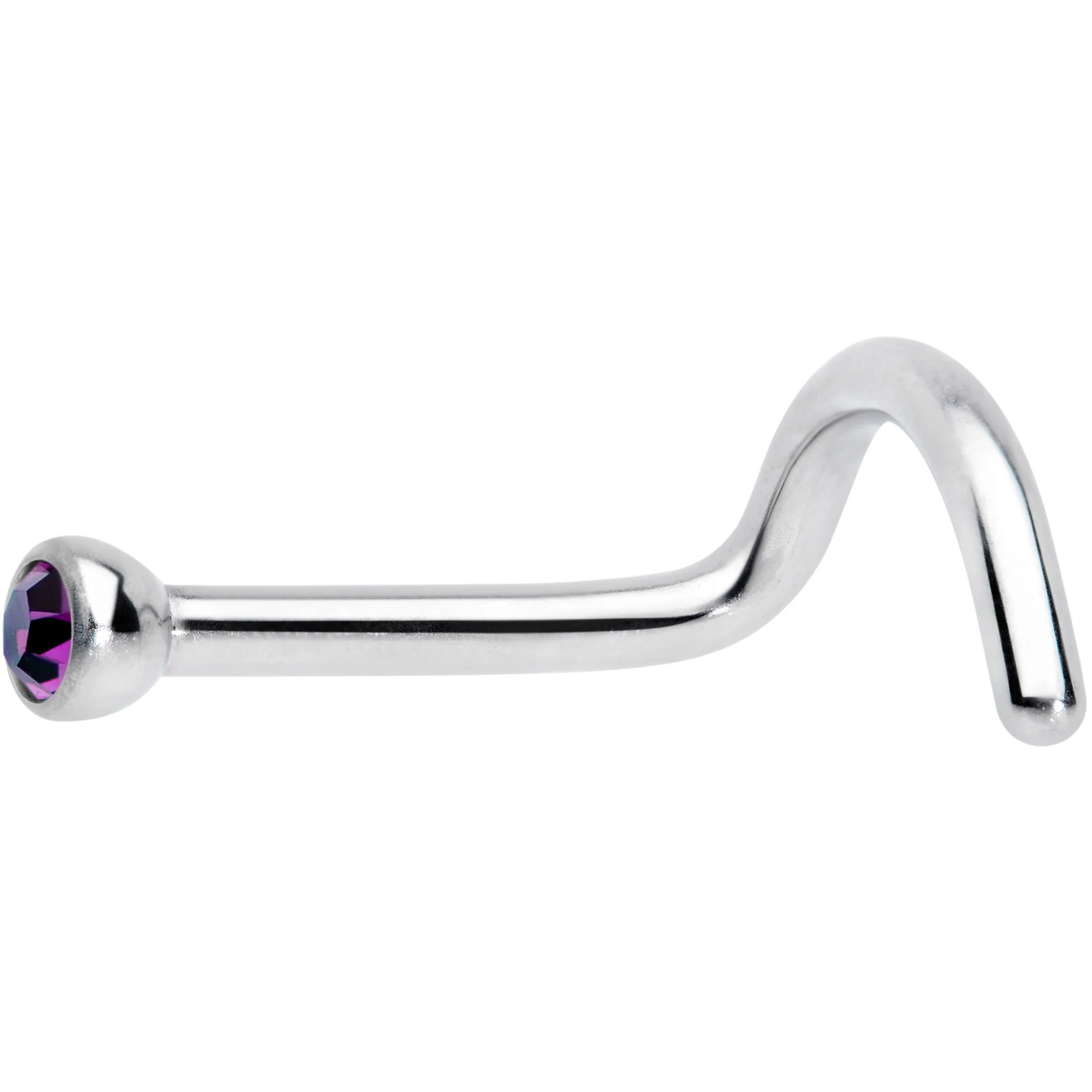18G Hot Pink 2mm Grade 23 Titanium Press Fit Left Nose Ring Screw - Image 2