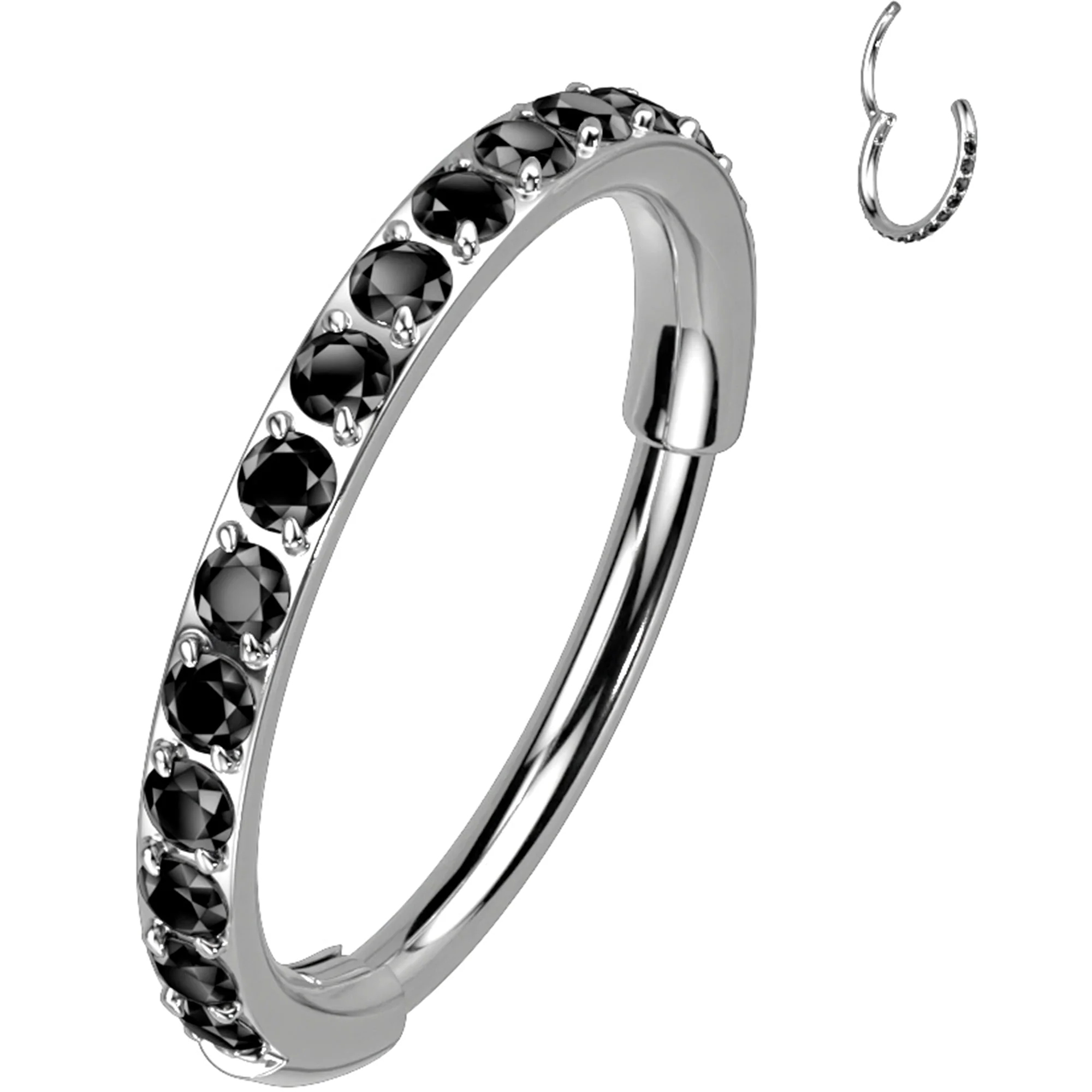 18G Micro Gem Titanium Hinged Nose Hoop - Image 10