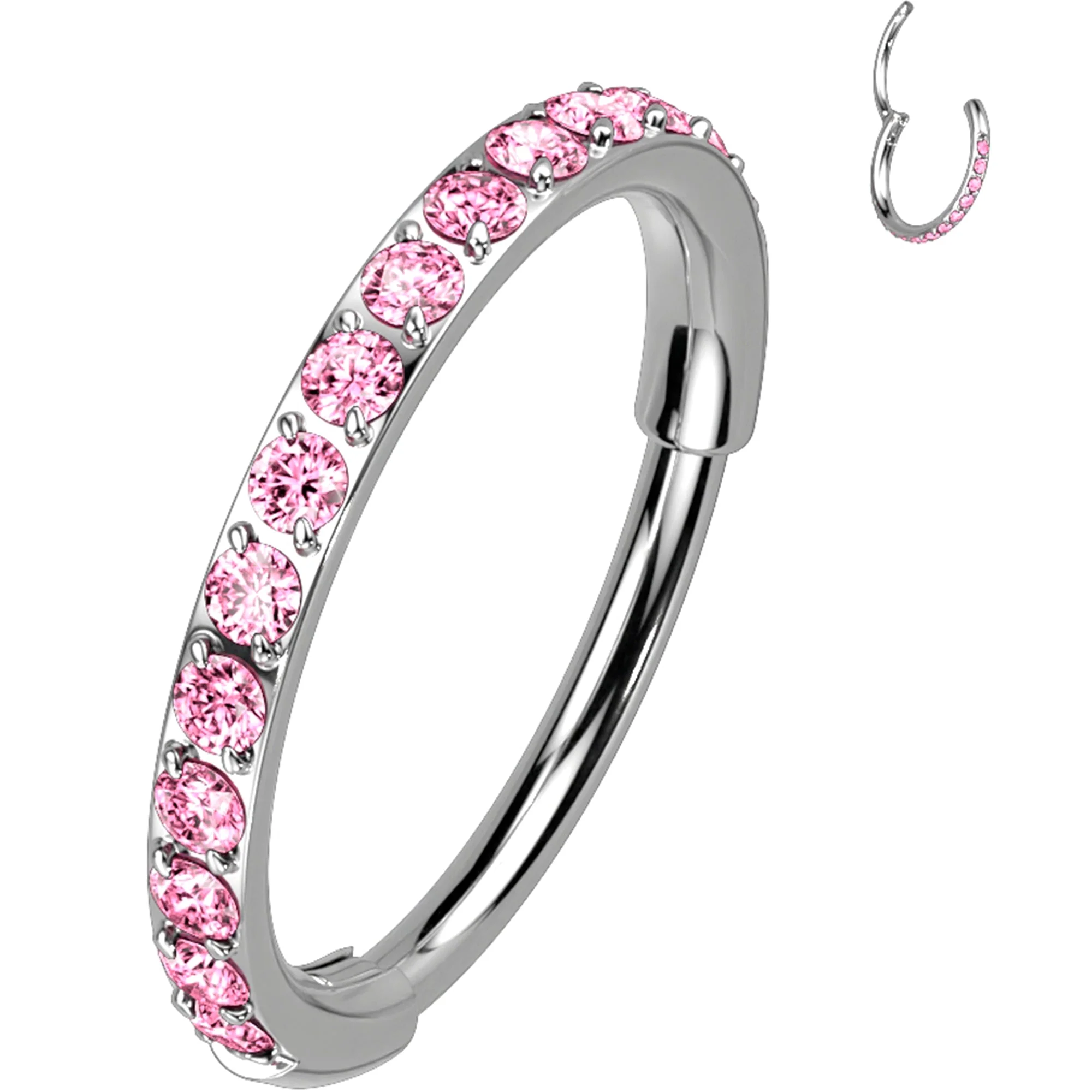 18G Micro Gem Titanium Hinged Nose Hoop - Image 11