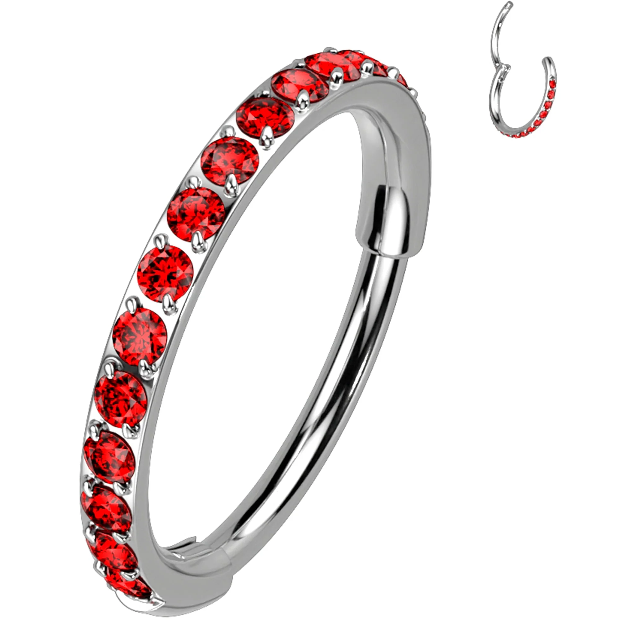 18G Micro Gem Titanium Hinged Nose Hoop - Image 12