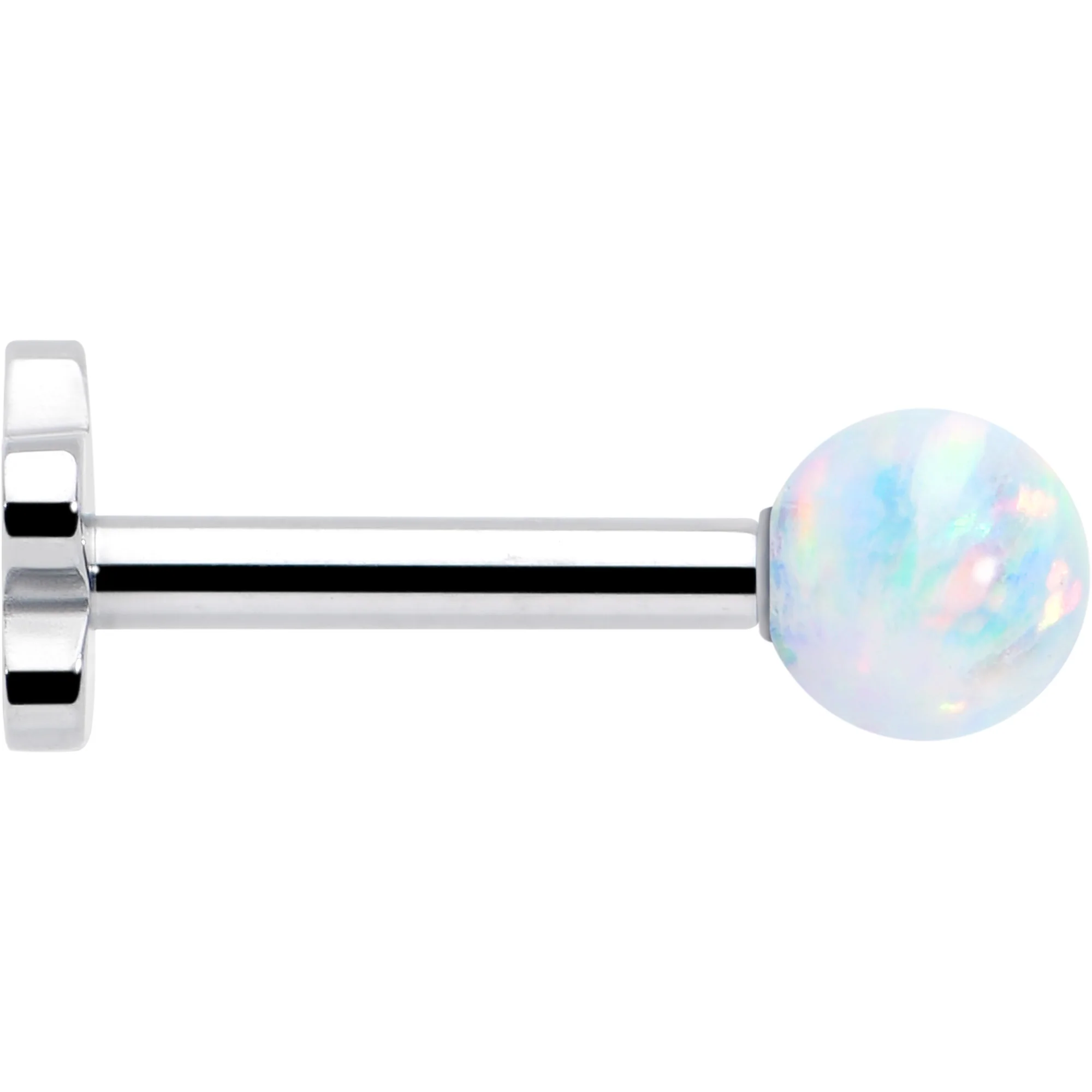 Titanium Reversible Flower Flat Back Stud 18G Synthetic Opal Ball - Image 3