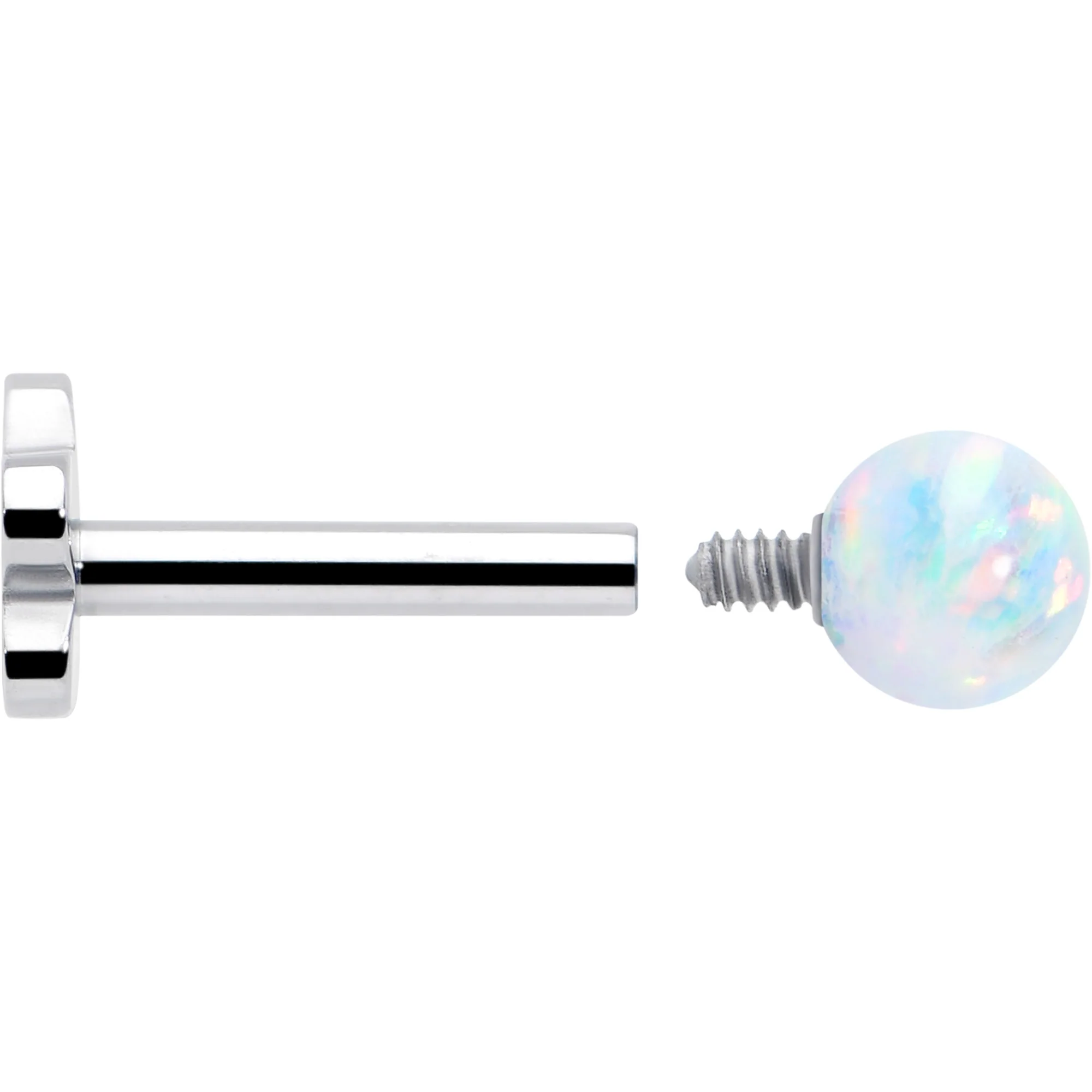 Titanium Reversible Flower Flat Back Stud 18G Synthetic Opal Ball - Image 4