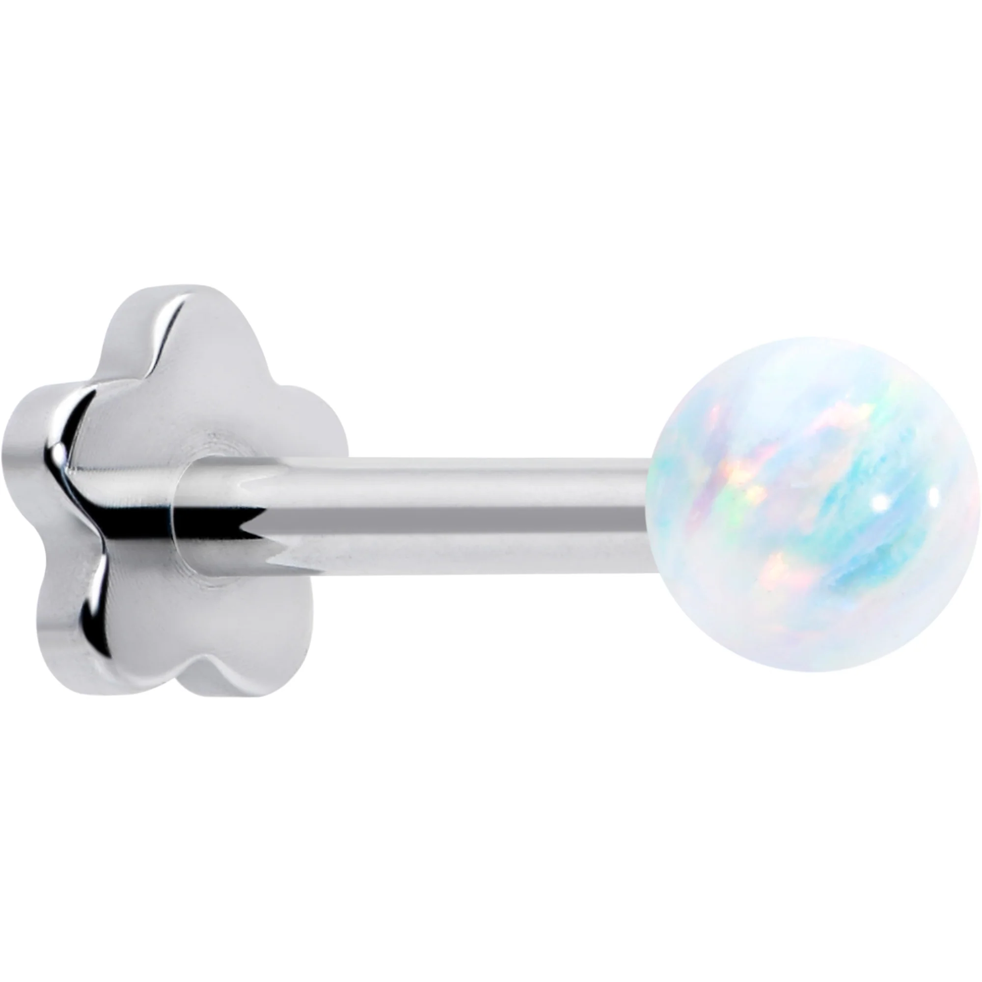 Titanium Reversible Flower Flat Back Stud 18G Synthetic Opal Ball - Image 8
