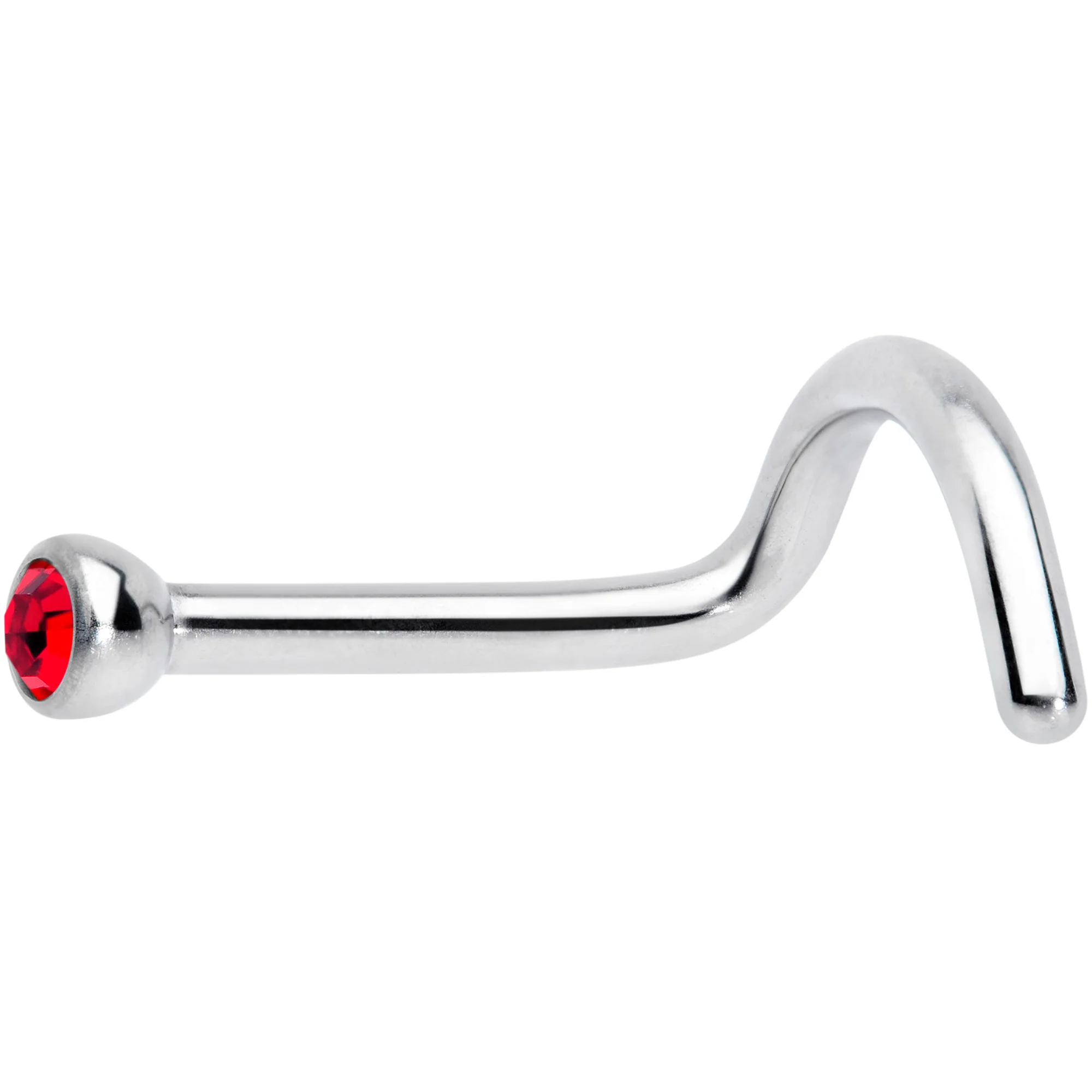 18G Red 2mm Grade 23 Titanium Press Fit Left Nose Ring Screw - Image 2
