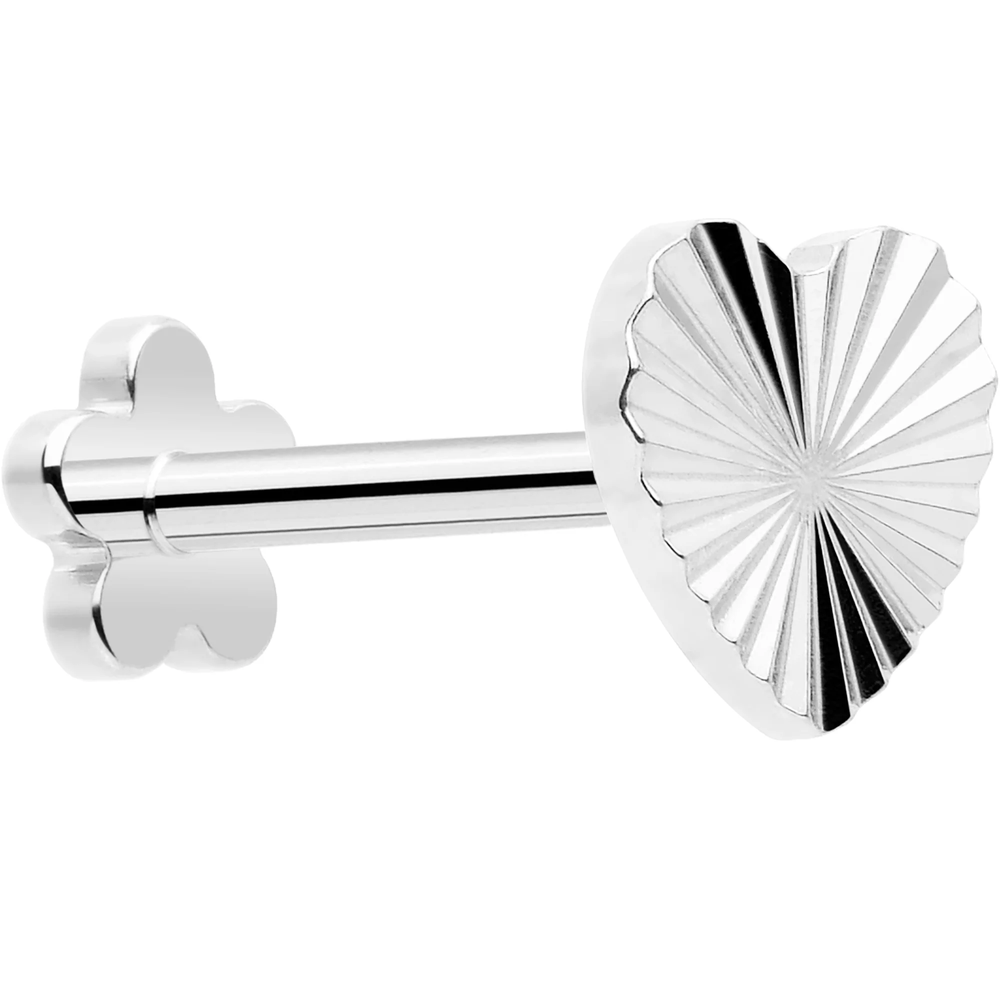 18G Titanium Flat Back Earring Threadless Reversible Heart - Image 11