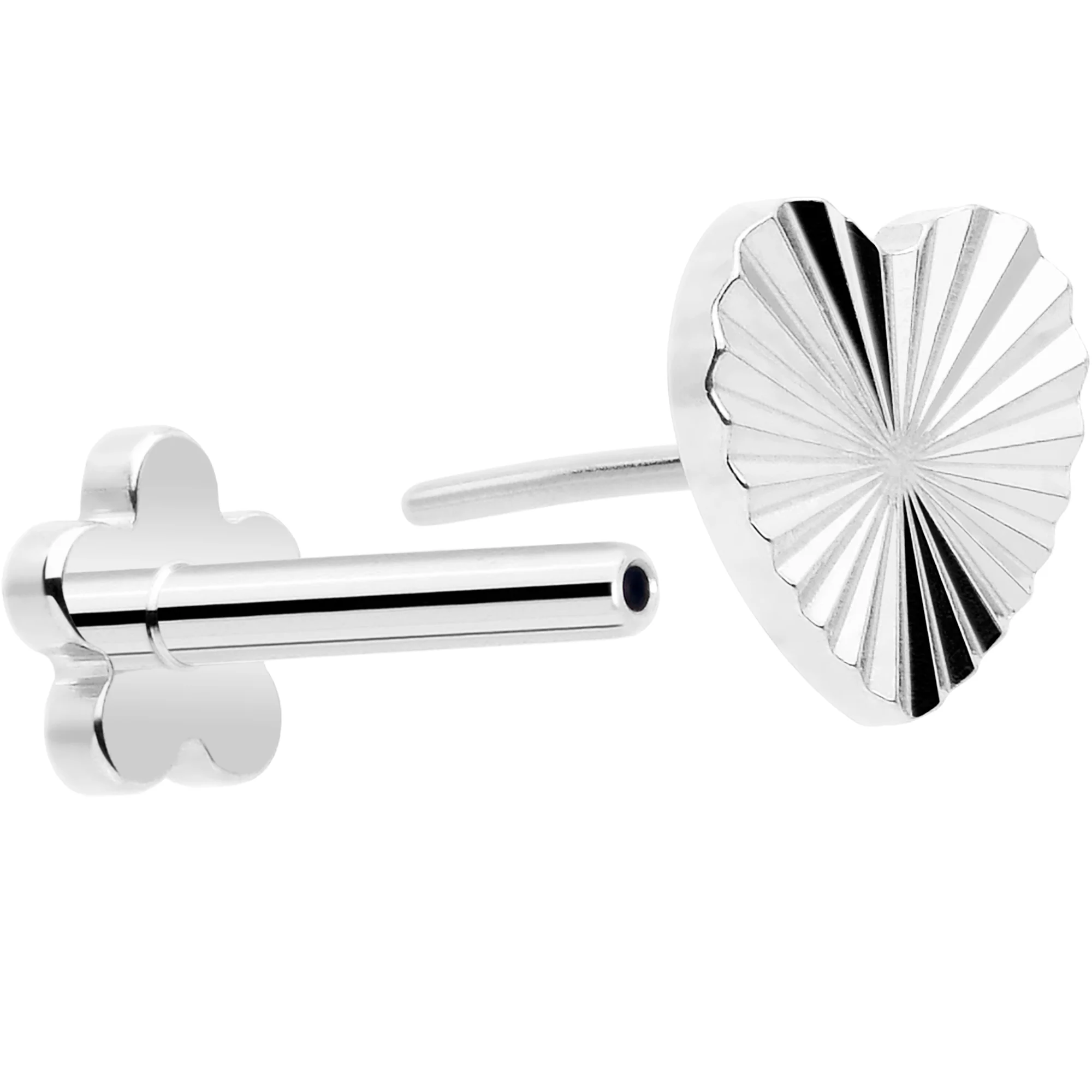 18G Titanium Flat Back Earring Threadless Reversible Heart - Image 3