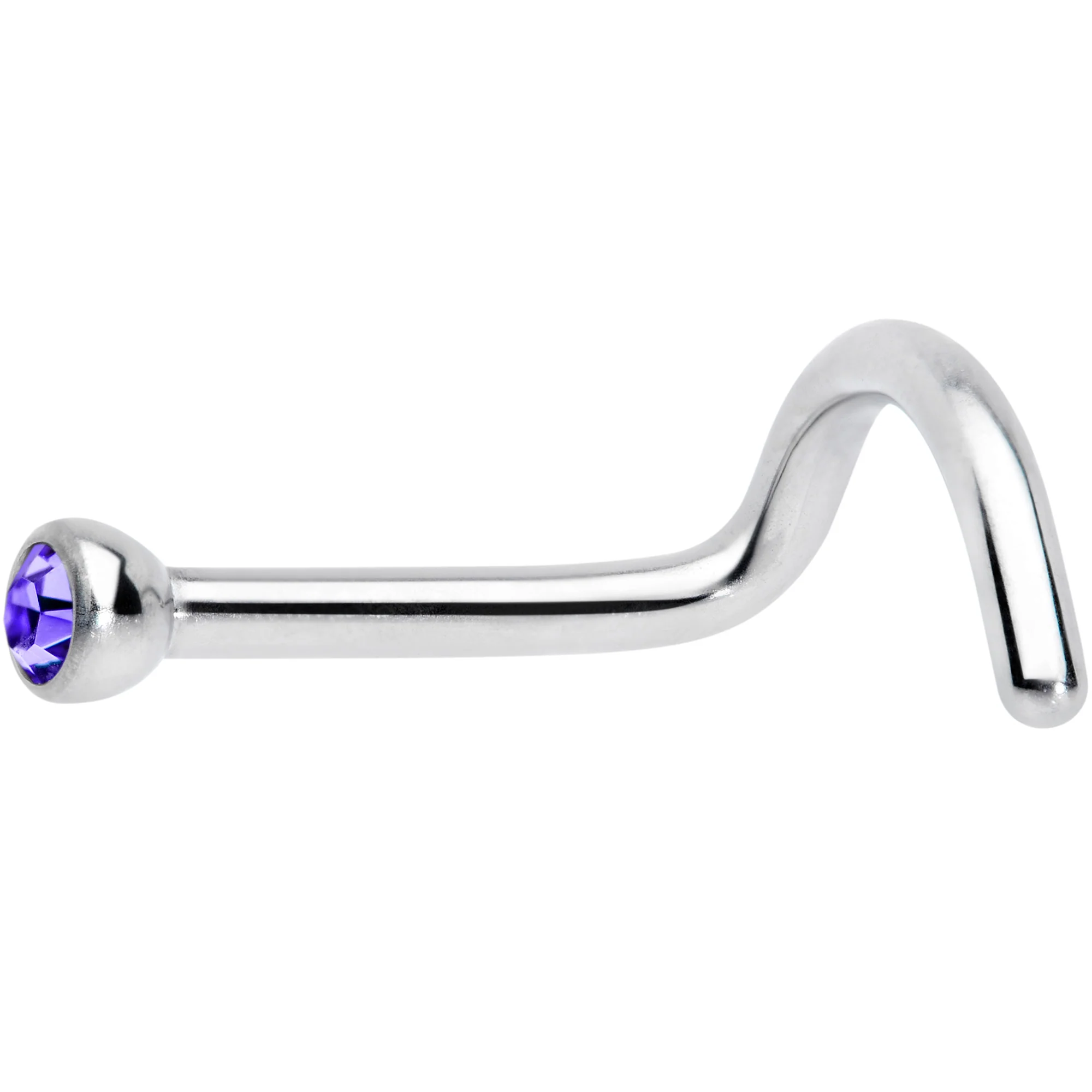 18G Violet 2mm Grade 23 Titanium Press Fit Left Nose Ring Screw - Image 2