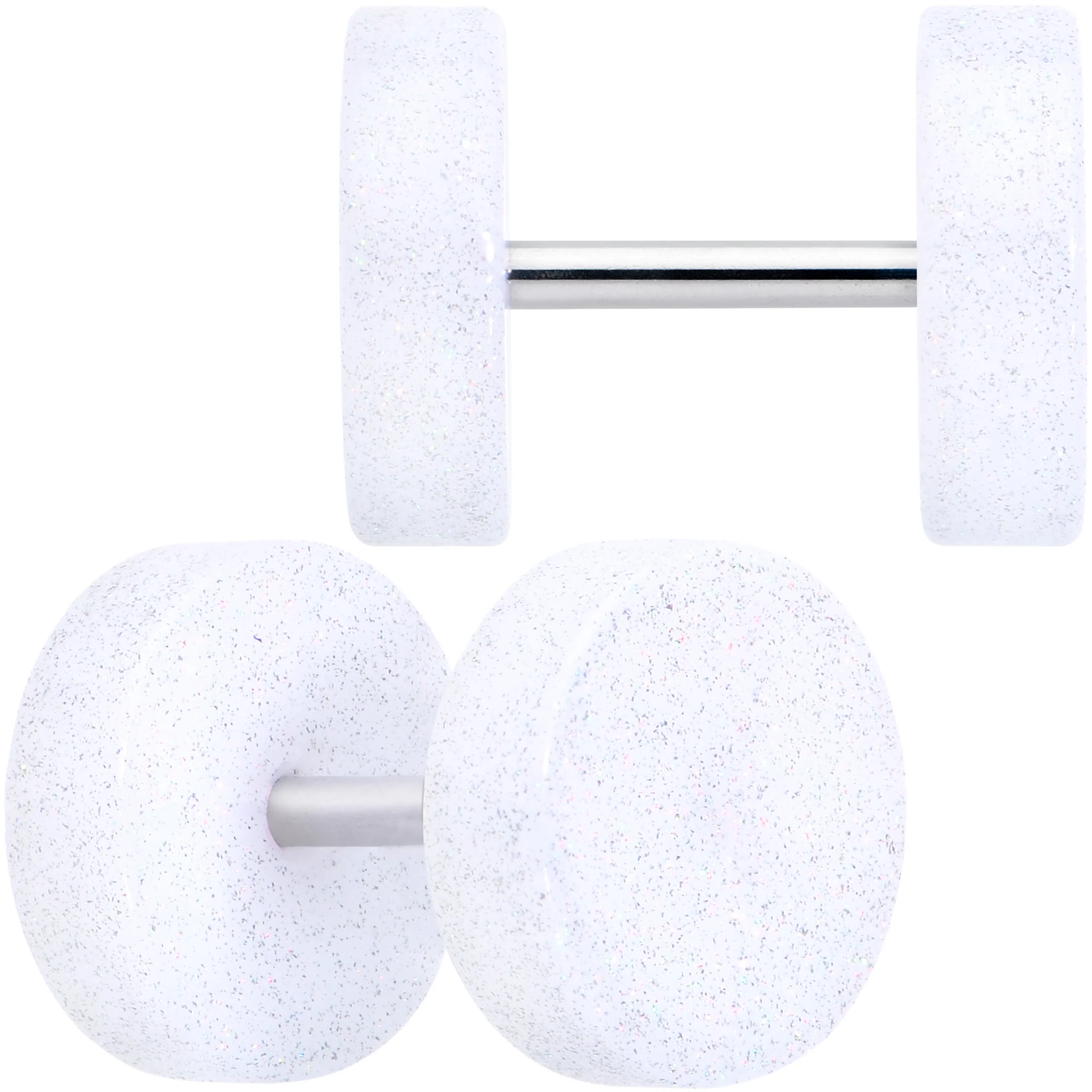 18G White Shimmer Acrylic Cheater Plug Set - Image 2