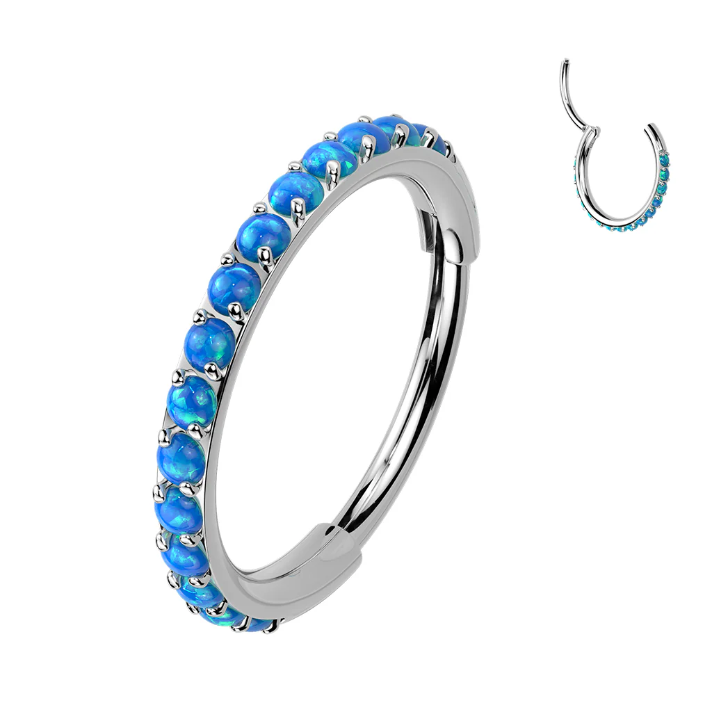 18G 20G Implant Grade Titanium Micro Opal Hinged Nose Hoop - Image 3