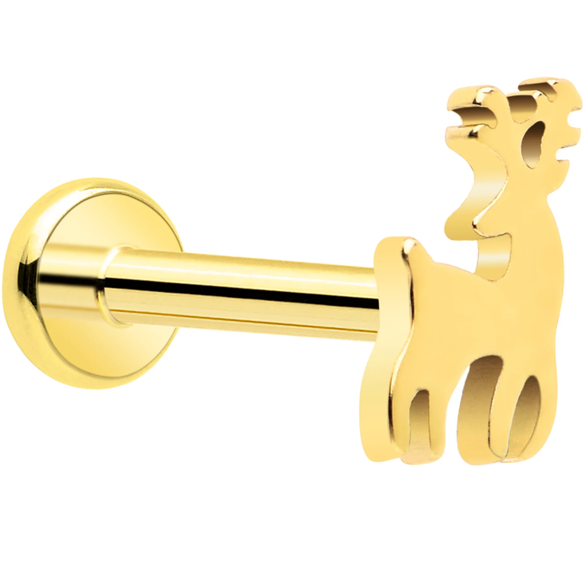 18G Christmas Flat Back Earring - Holiday Reindeer - Image 3