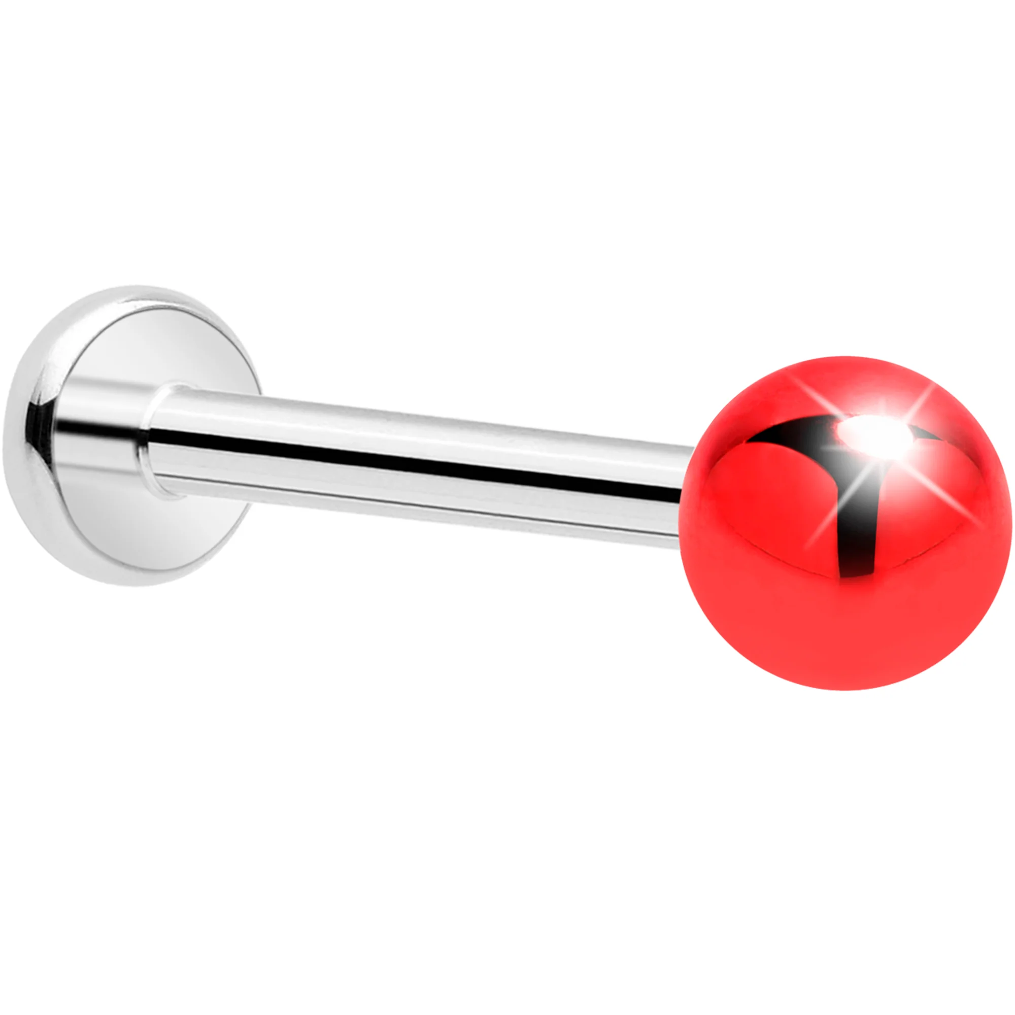 18G Implant Grade Titanium Red Ball Flatback Earring