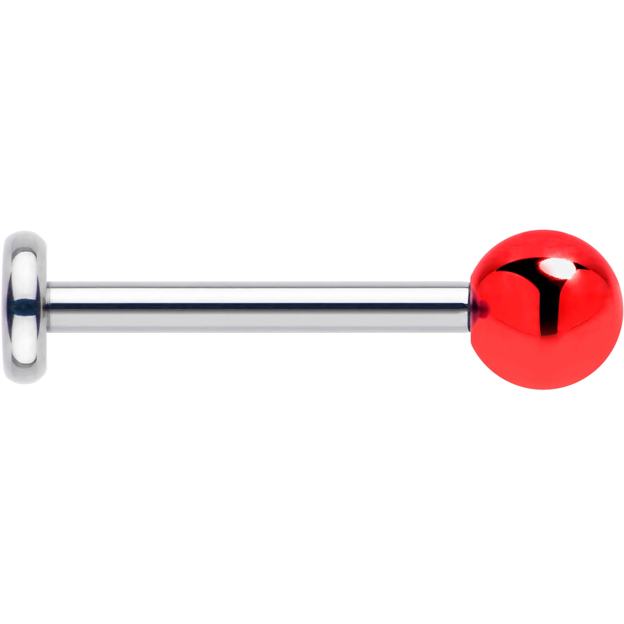 18G Implant Grade Titanium Red Ball Flatback Earring - Image 3