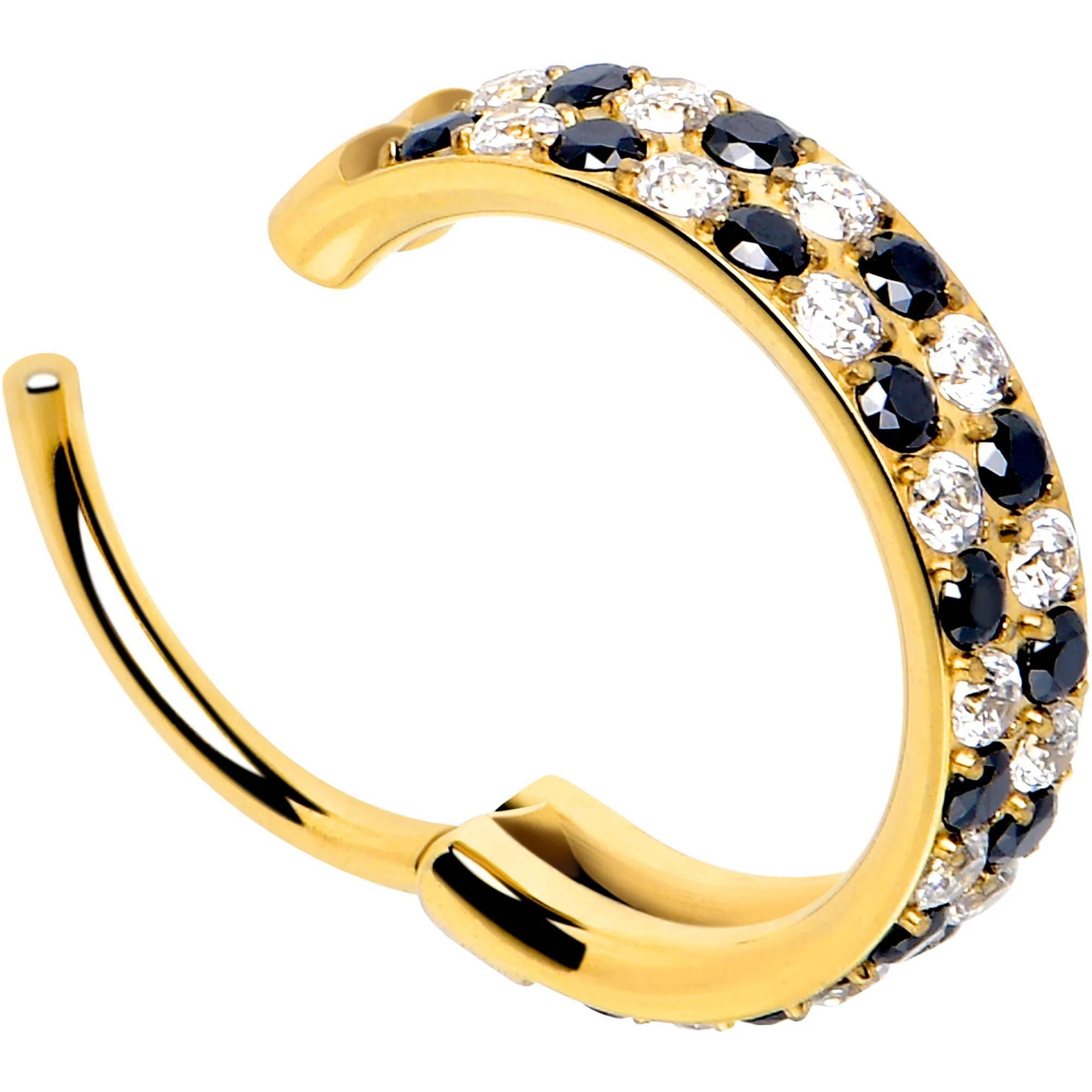 18G CZ Double Row Checkerboard Implant Grade Titanium Nose Hoop - Image 10