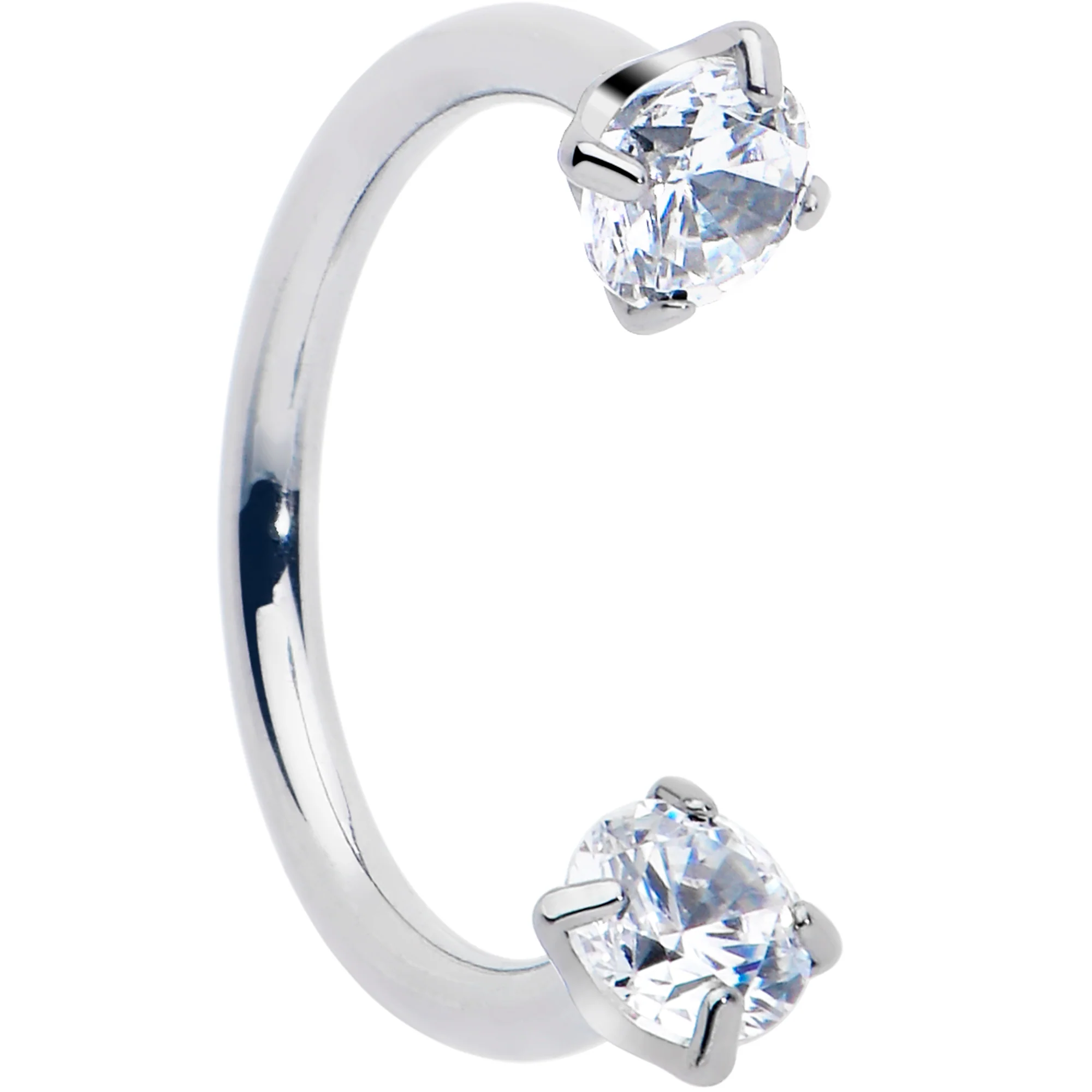 18G Double Gem Titanium Horseshoe Nose Ring -  Internally Threaded Solid Titanium CZ Horseshoe Nose Hoop - Image 10